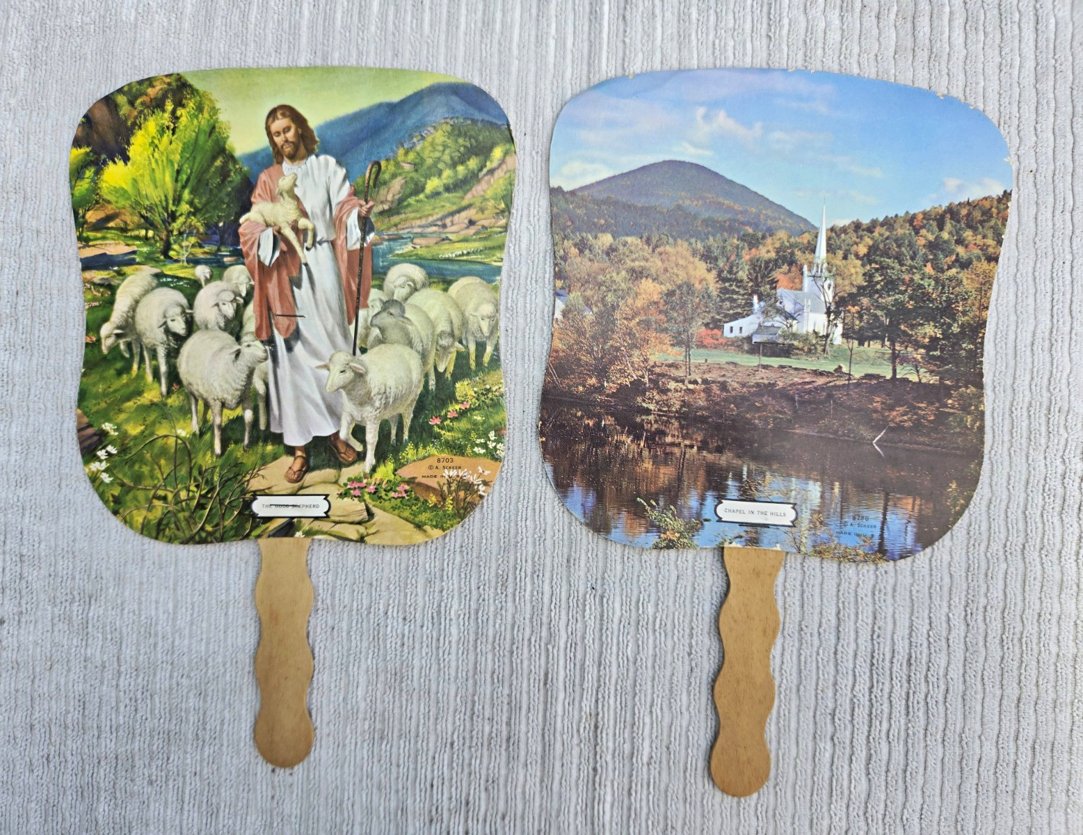 Vintage Hand Fan Lot J W Hubbard General Store Charles City VA Church Fans 2pc Vintage Hand Fan Lot J W Hubbard General Store Charles City VA Church Fans 2pc