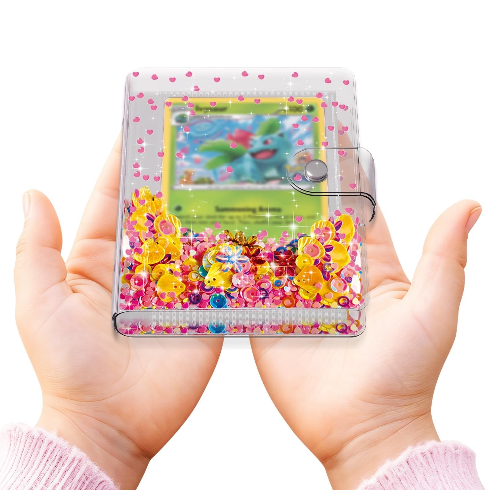 Transparent Pink Card Binder for Pokemon, Cute Card Binder for Game Cards Tra... Transparent Pink Card Binder for Pokemon, Cute Card Binder for Game Cards Tra...