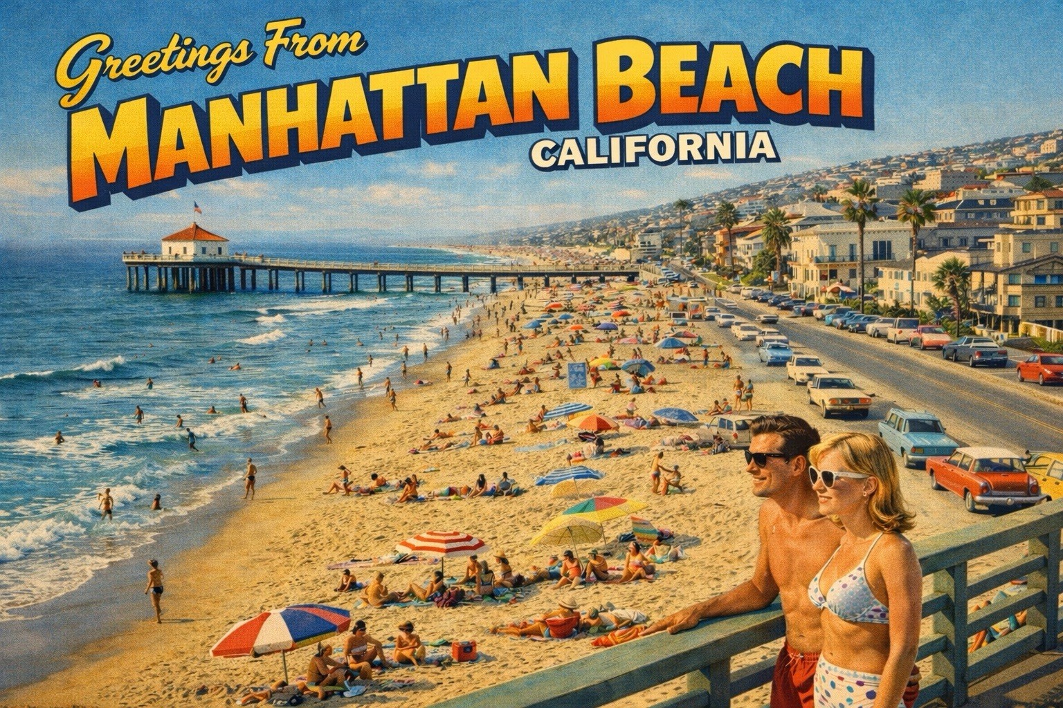 Greetings From MANHATTAN BEACH, CALIFORNIA MODERN Postcard D27 Greetings From MANHATTAN BEACH, CALIFORNIA MODERN Postcard D27