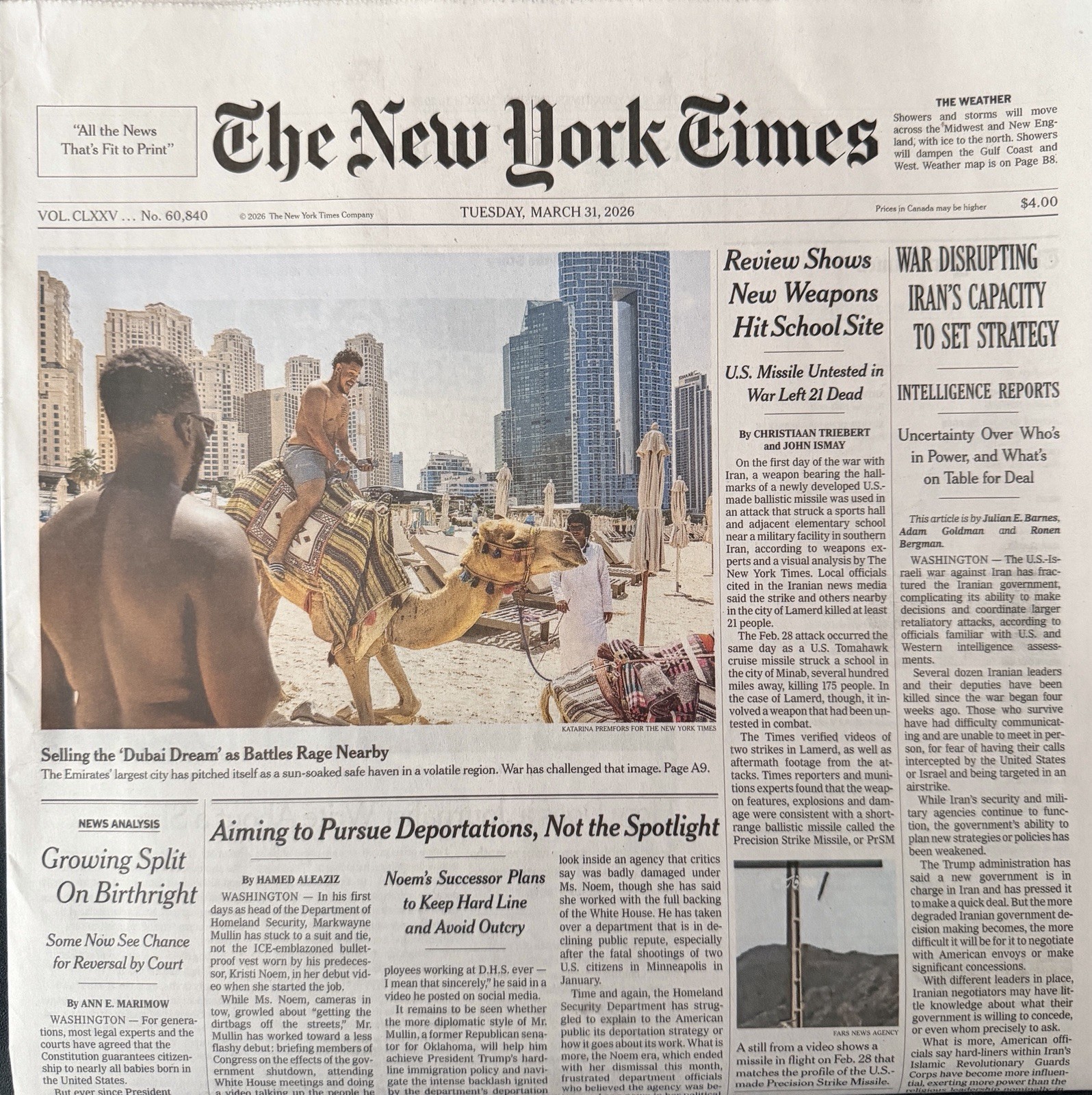 The New York Times Newspaper March 31 2026 Growing Split on Birthright COMPLETE The New York Times Newspaper March 31 2026 Growing Split on Birthright COMPLETE