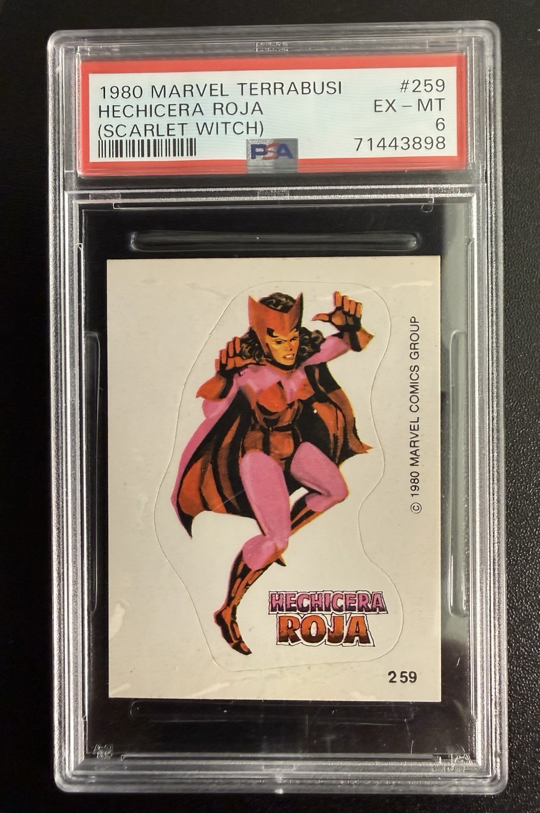 1980 Marvel Comics Terrabusi PSA 6 Scarlet Witch sticker #259 Doomsday
