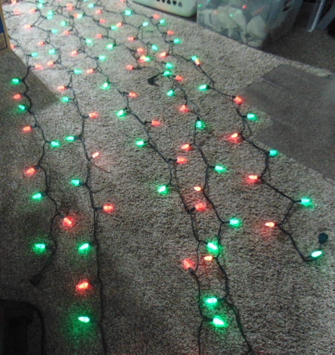 Vintage Christmas Lights Red/Green Faceted Cone Shaped, 3 Strings Total 75 Ft Vintage Christmas Lights Red/Green Faceted Cone Shaped, 3 Strings Total 75 Ft