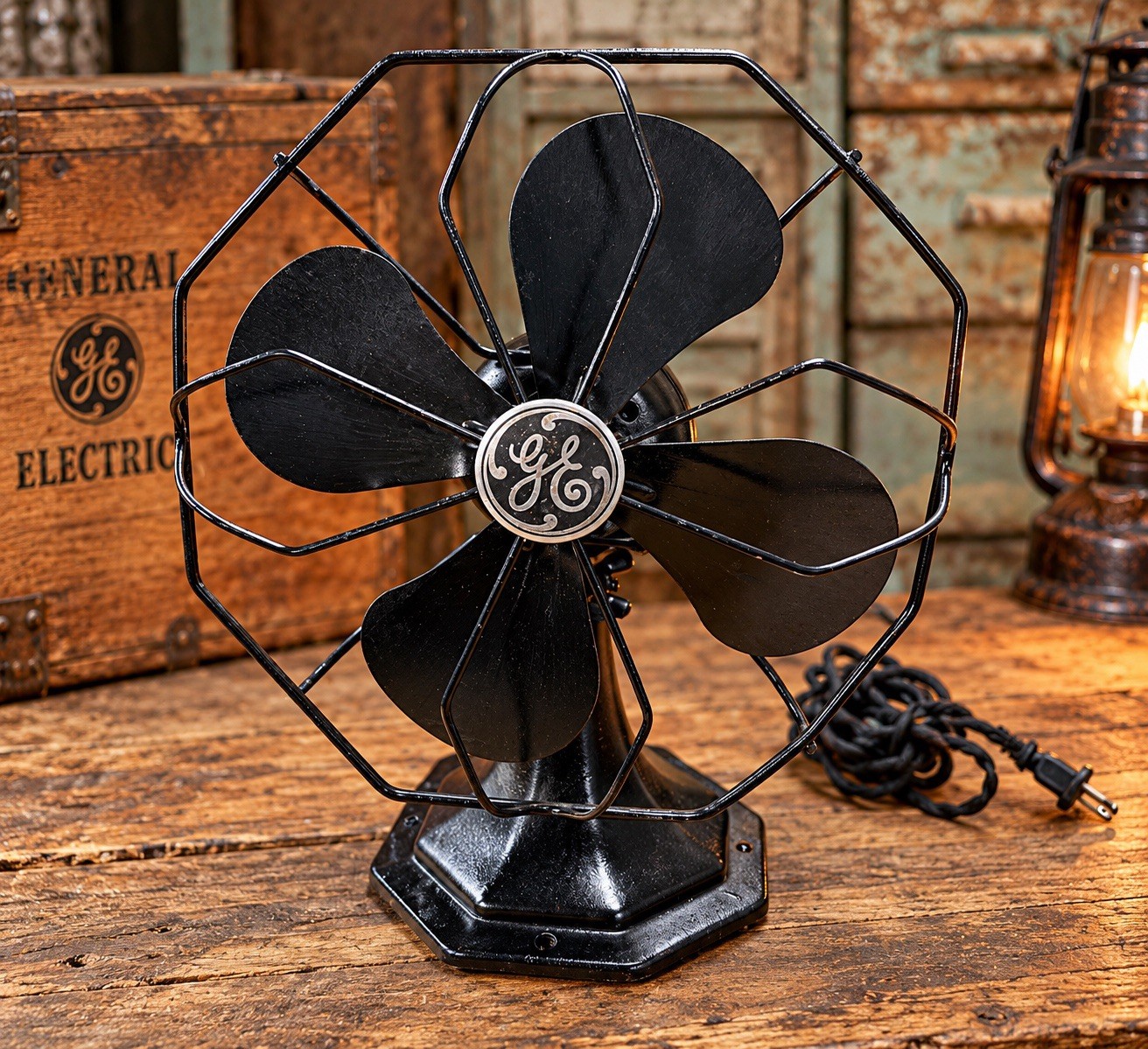Vintage GE General Electric 49X718 Metal Blade Table Fan Art Deco Style Black Vintage GE General Electric 49X718 Metal Blade Table Fan Art Deco Style Black