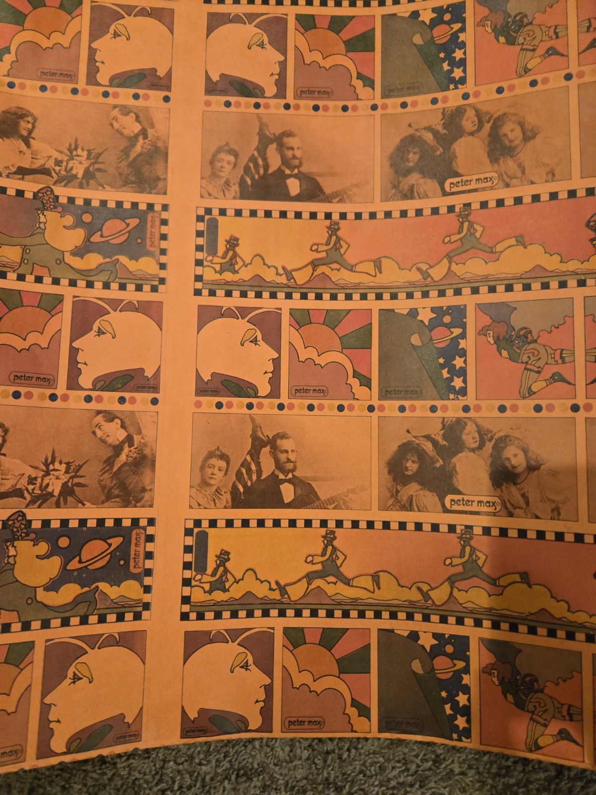 Extremely Rare 1968 Full Roll Peter Max Wrapping Paper Extremely Rare 1968 Full Roll Peter Max Wrapping Paper