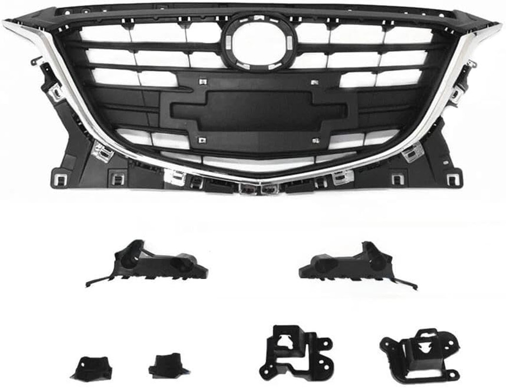 7PCS Front Grille Chrome Trim+Grill Brackets+Bumper Side Brackets Compatible wit 7PCS Front Grille Chrome Trim+Grill Brackets+Bumper Side Brackets Compatible wit