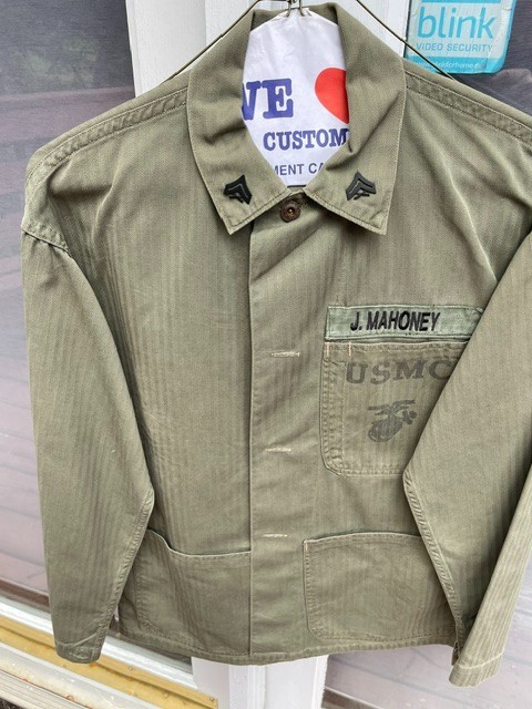 Vintage 1940s WWII USMC P-41 HBT Utility Jacket EGA Stencil Military Vintage 1940s WWII USMC P-41 HBT Utility Jacket EGA Stencil Military
