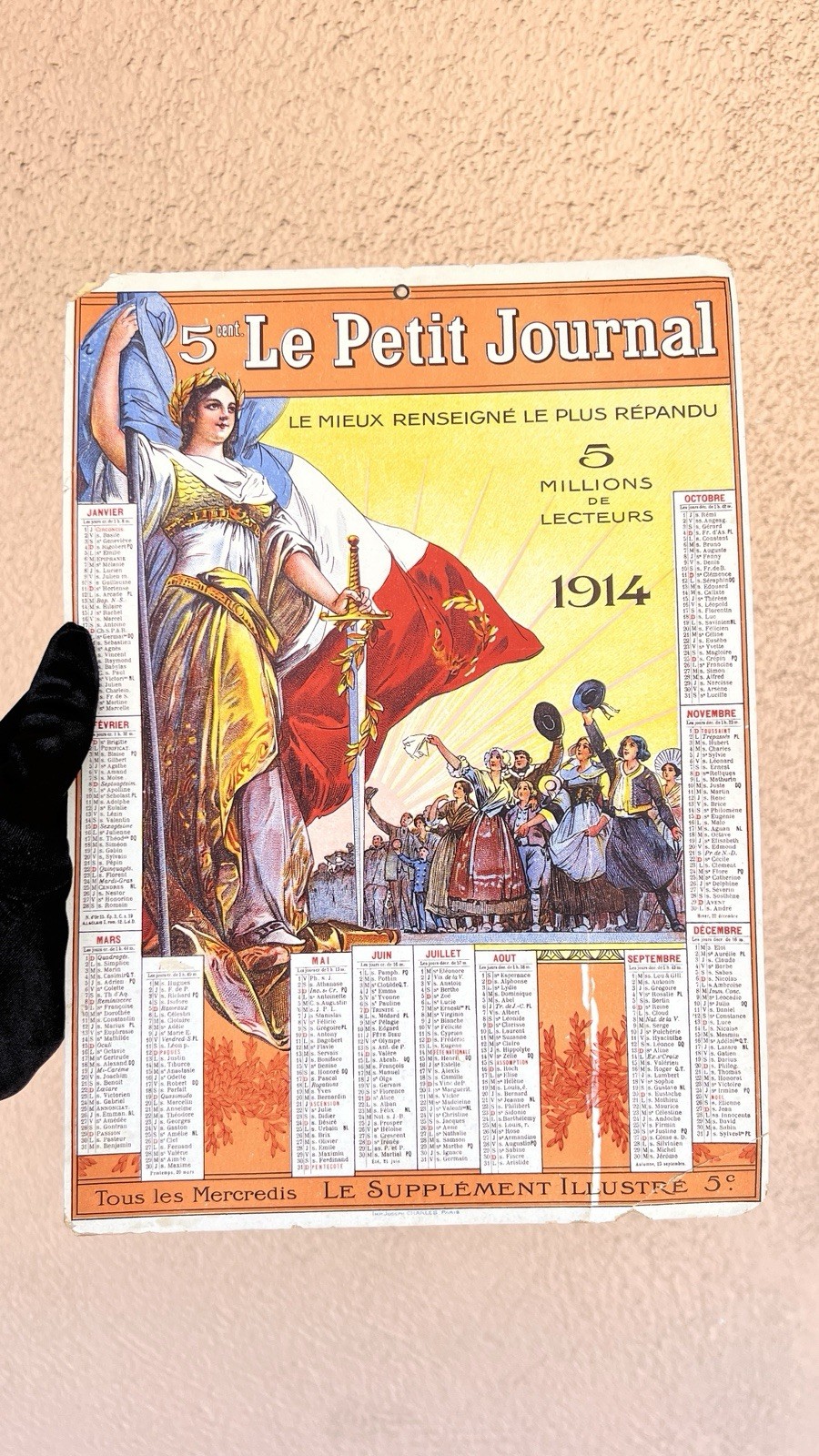 Rare Antique Original French Le Petit Journal 1914 Calendar Rare Antique Original French Le Petit Journal 1914 Calendar