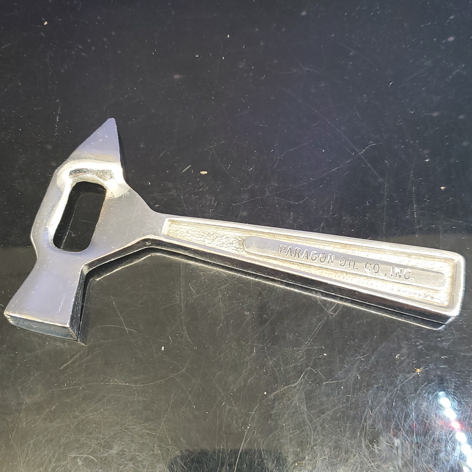 VTG Paragon Oil Co. Inc. Chrome Metal Hammer Shaped Bottle Opener 6" RARE VTG Paragon Oil Co. Inc. Chrome Metal Hammer Shaped Bottle Opener 6" RARE