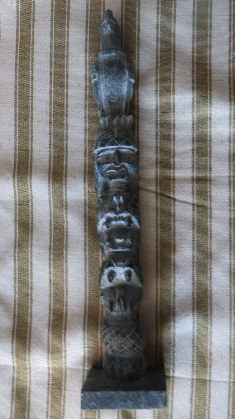 Vintage Northwest Coast Carved Soapstone Totem Pole 12.5" Vintage Northwest Coast Carved Soapstone Totem Pole 12.5"