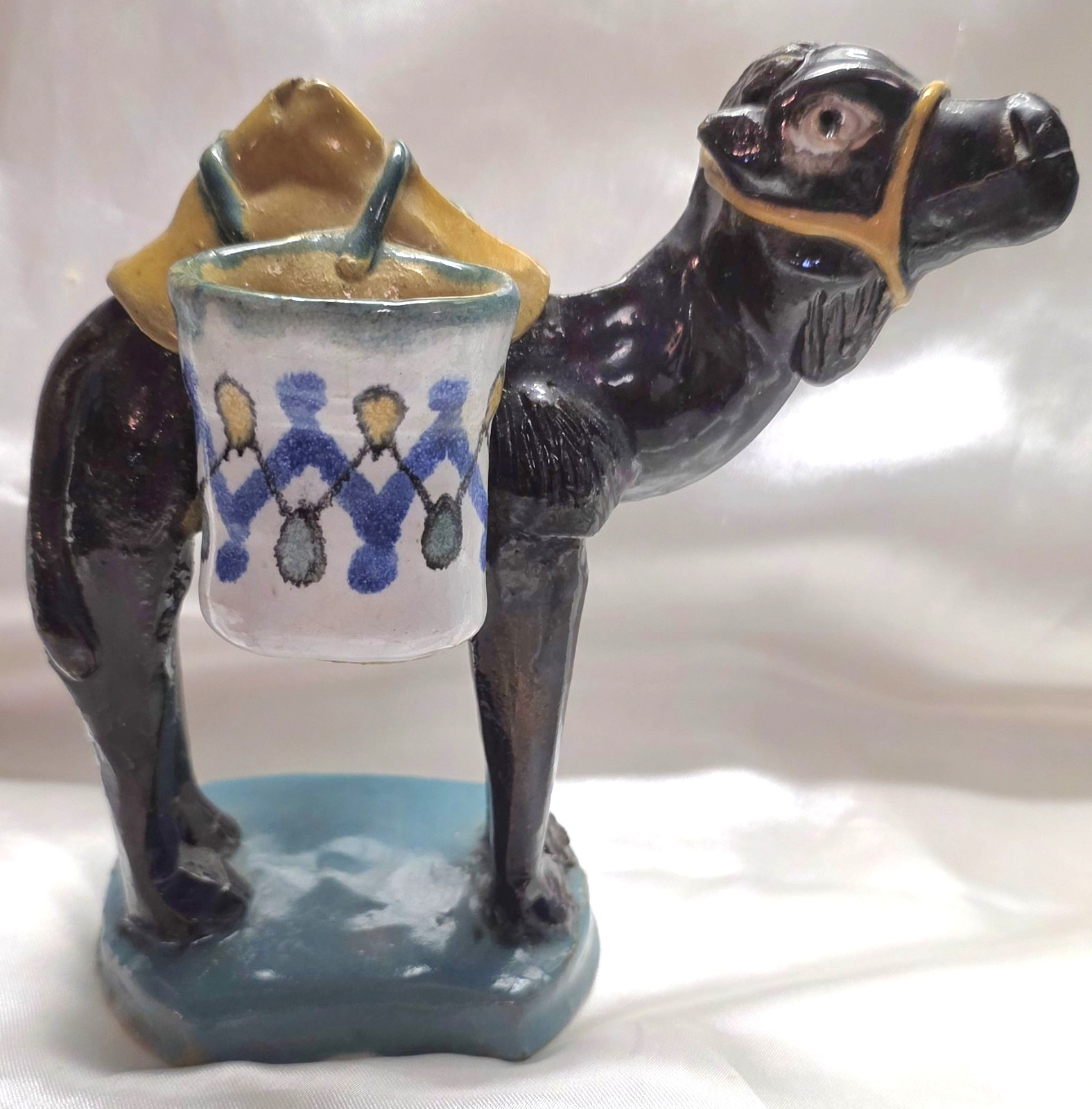 Louis Tissier? 6" Camel Faience Art Deco Clay Match Toothpick Holder 1930s Vtg