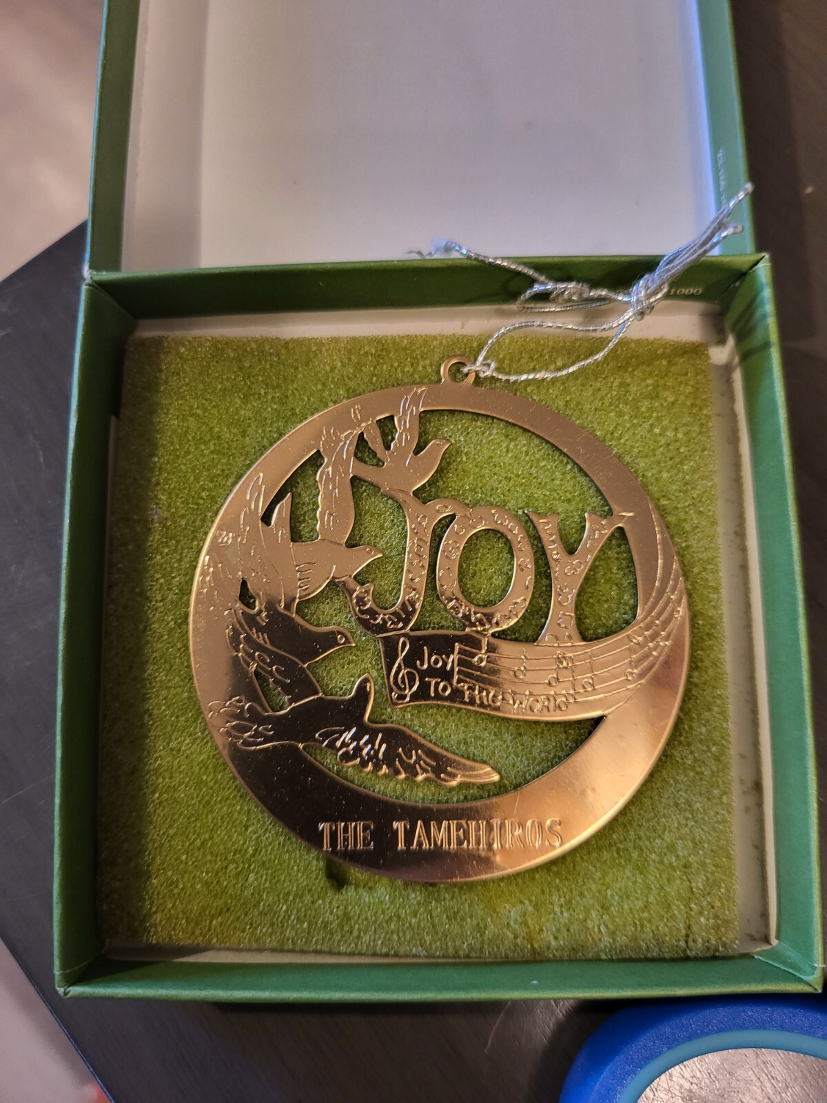 1980 Lillian Vernon Lilikins Gold Tone Metal Joy To The World Christmas Ornament 1980 Lillian Vernon Lilikins Gold Tone Metal Joy To The World Christmas Ornament