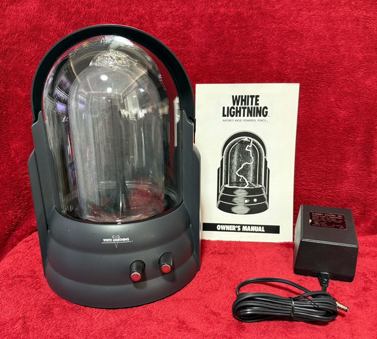 Vintage 1980s White Lightning Plasma Dome with OEM Power Supply & Owner's Manual