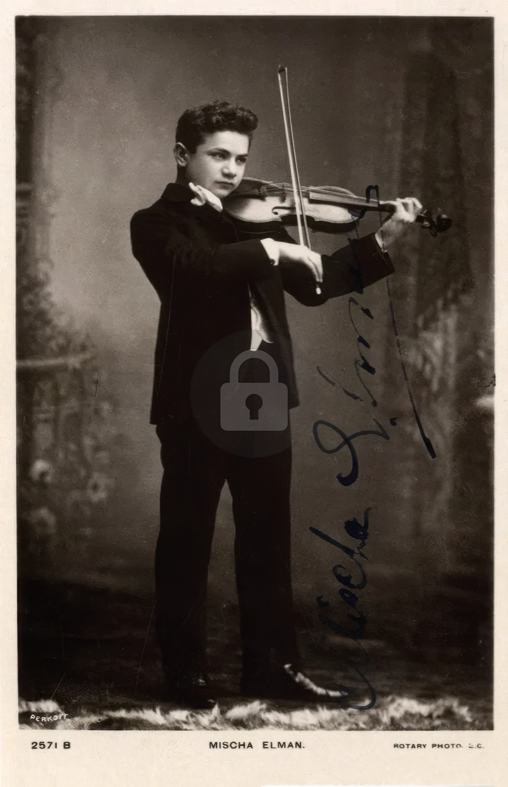 Mischa Elman Childhood Signed Autograph Photo Postcard COPY Mischa Elman Childhood Signed Autograph Photo Postcard COPY