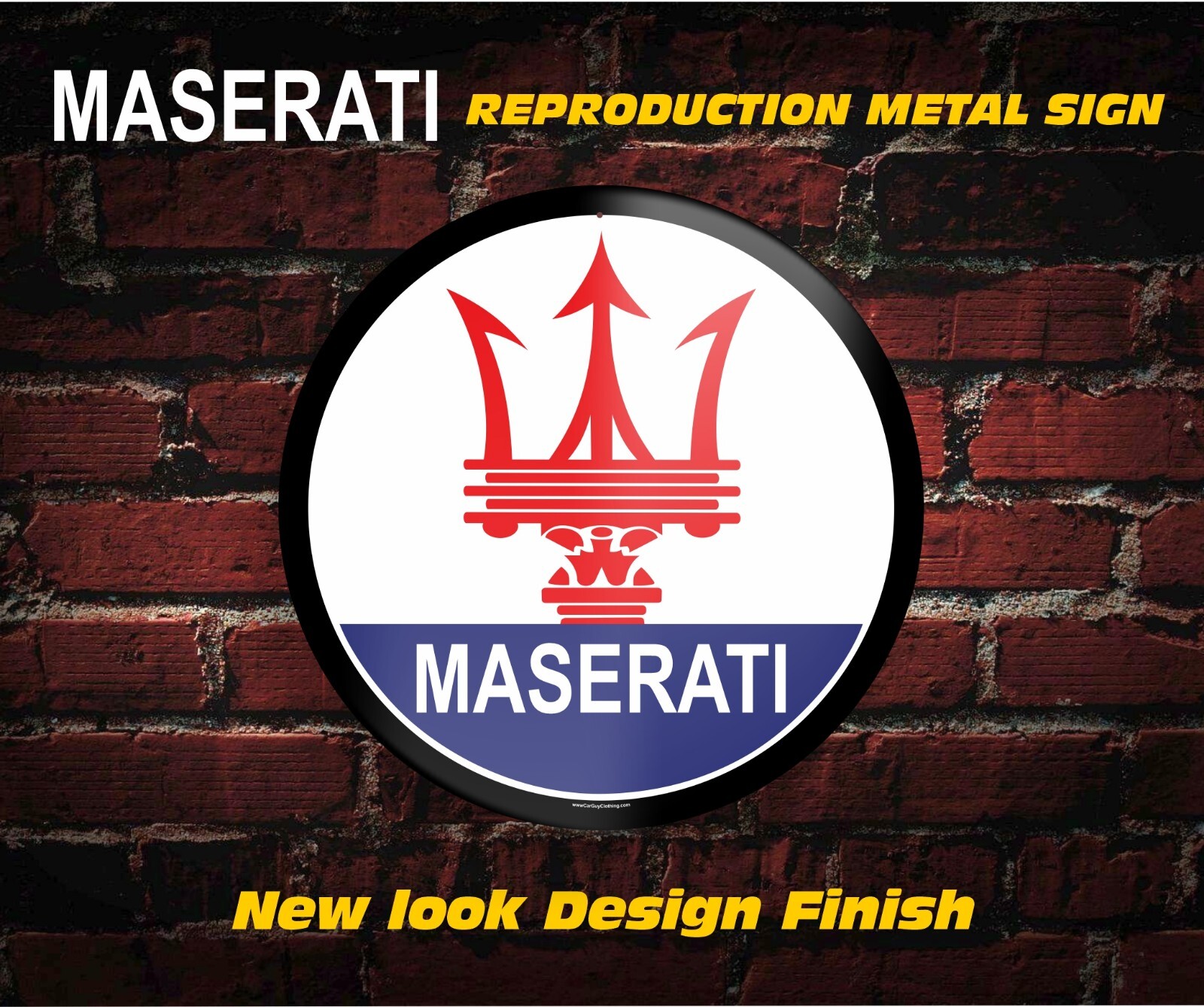 Maserati Metal Garage Wall Sign - 2 Original Designs Maserati Metal Garage Wall Sign - 2 Original Designs