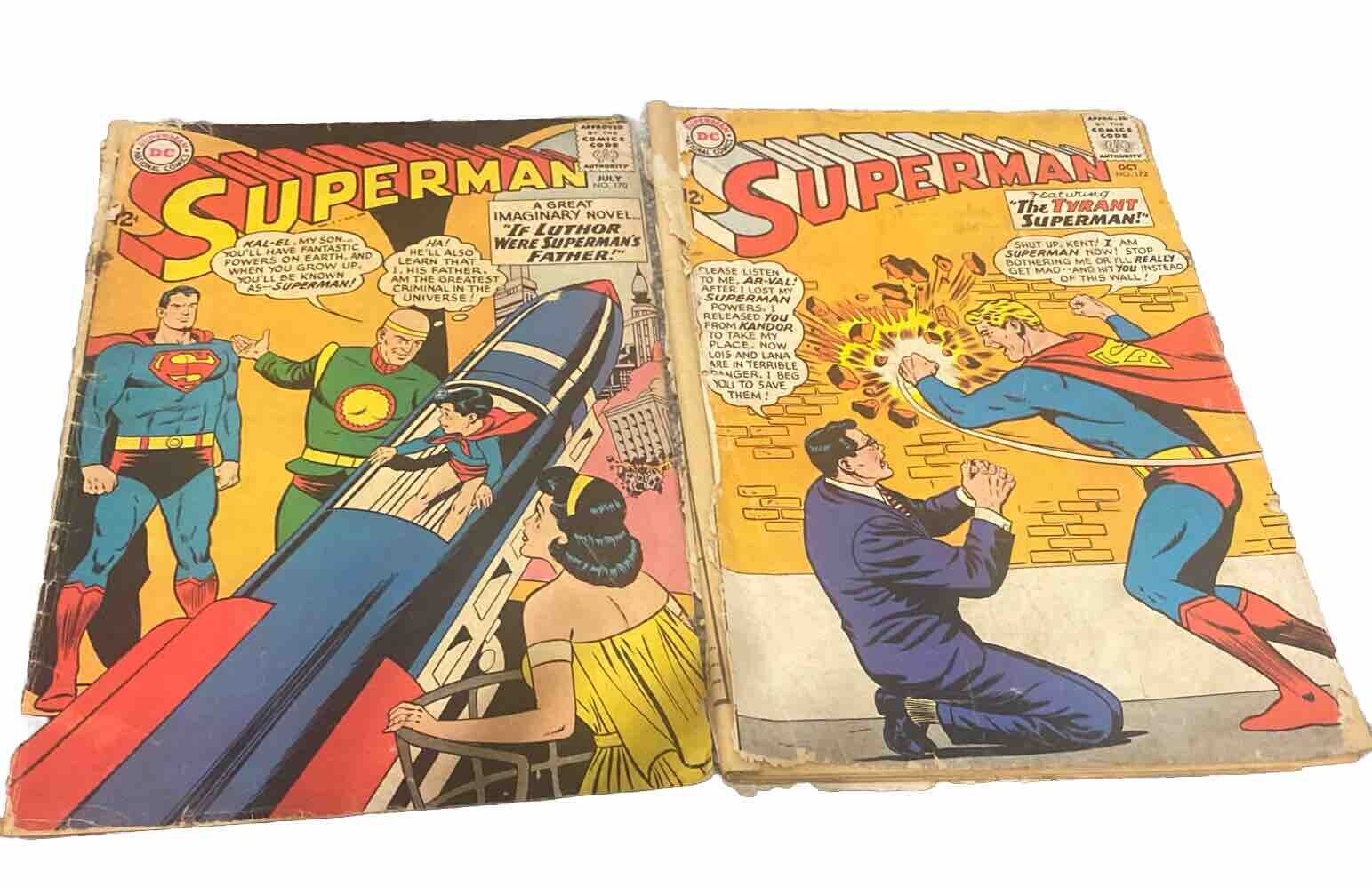 Superman #170 # 172 ( 2 Reader Copies DC 1964-1972 Silver Age) Curt Swan Artist.