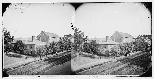 Photo:1860s Buildings Street View Trees Stereoscopic Photo