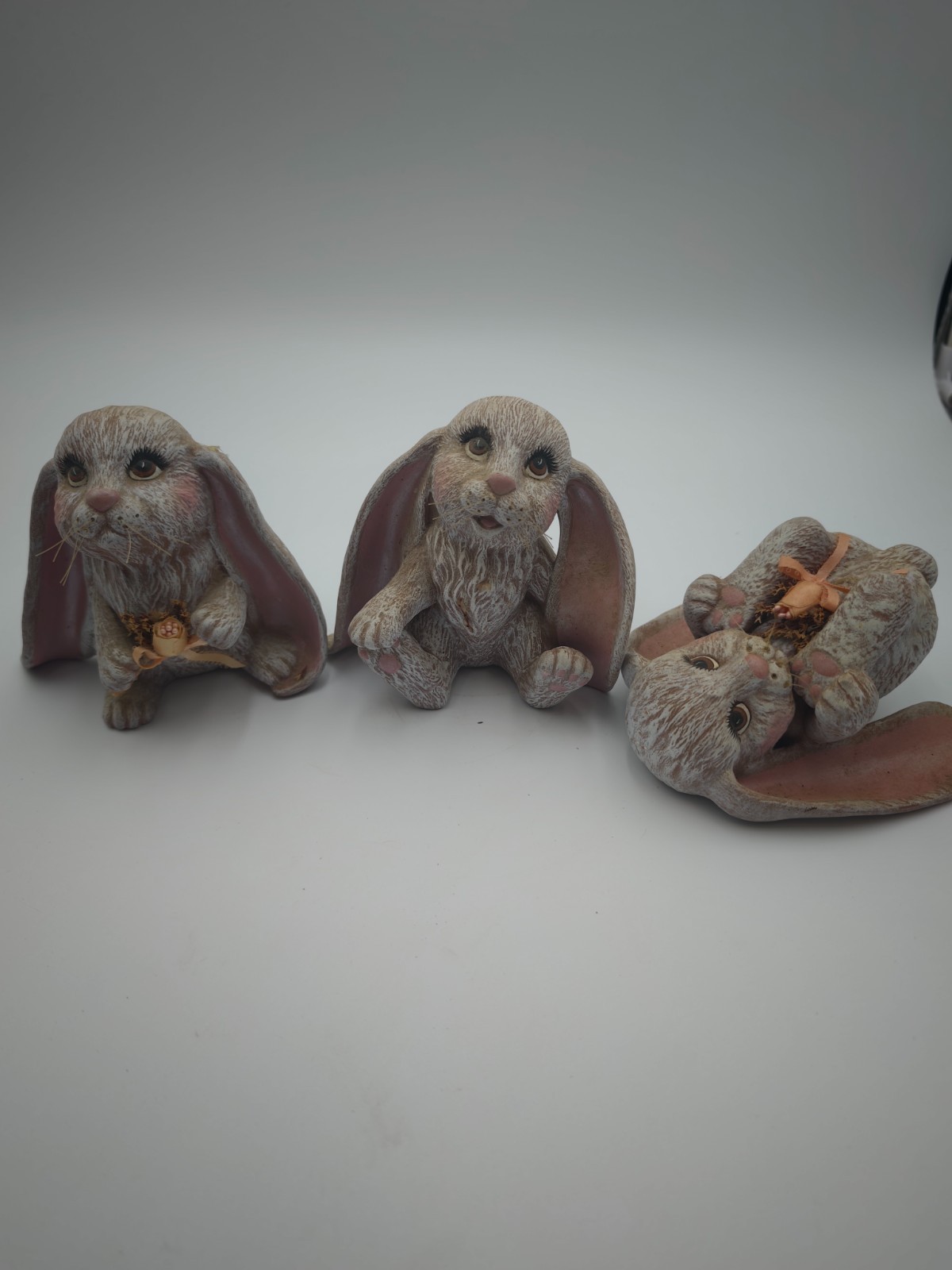 Vintage Ceramic Floppy Ear Bunny Rabbits Figurines Easter Decor Set of 3 Vintage Ceramic Floppy Ear Bunny Rabbits Figurines Easter Decor Set of 3