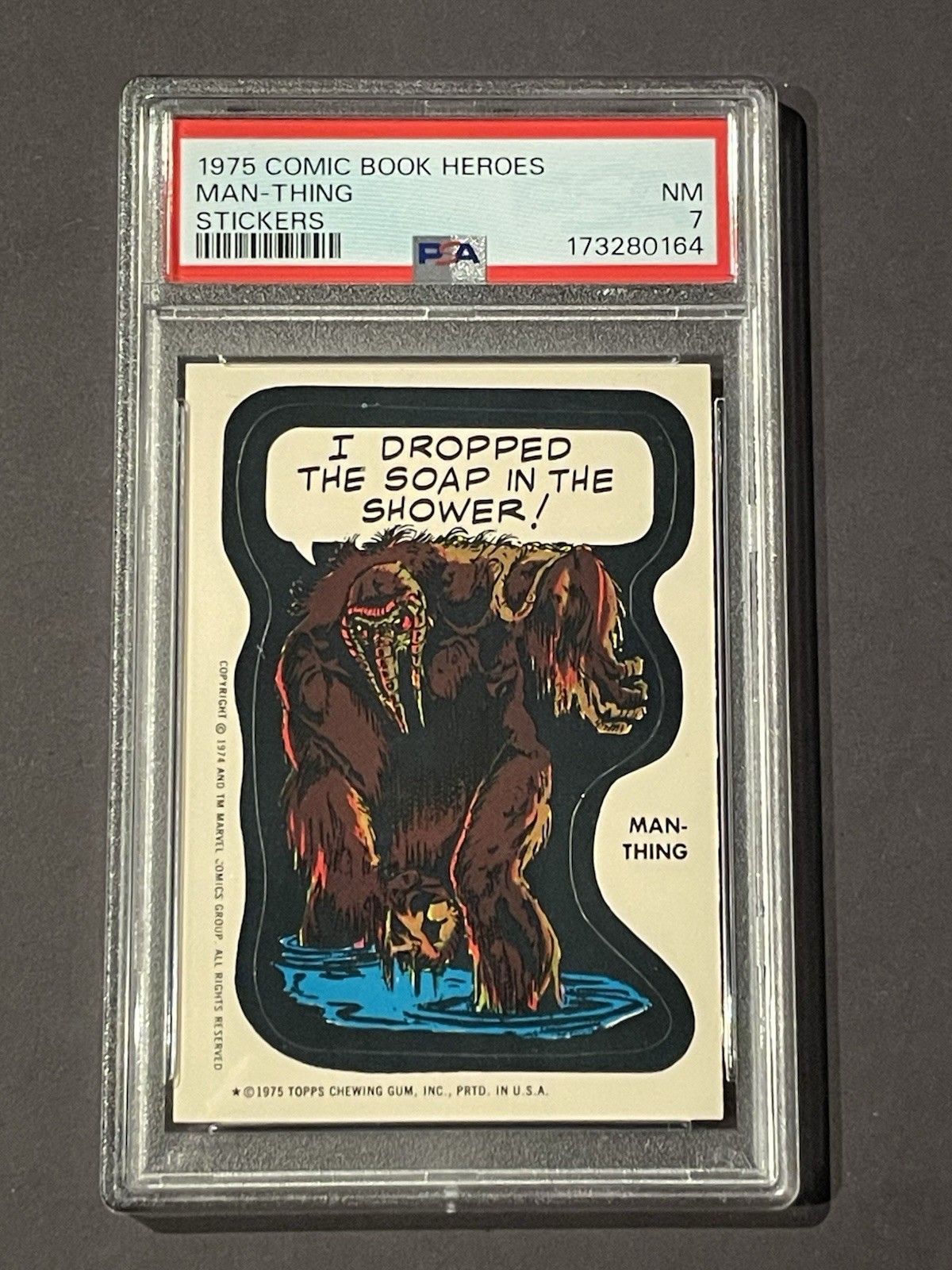 1975 Topps Marvel Comic Book Heroes Stickers Man-Thing PSA 7 Rookie RC 1975 Topps Marvel Comic Book Heroes Stickers Man-Thing PSA 7 Rookie RC