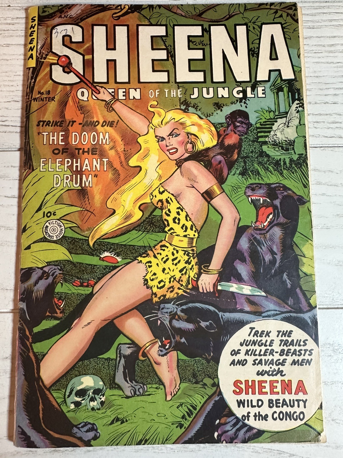 Sheena Queen of Jungle #18 Winter 1952 Fiction House Final Issue Skull Cover Sheena Queen of Jungle #18 Winter 1952 Fiction House Final Issue Skull Cover