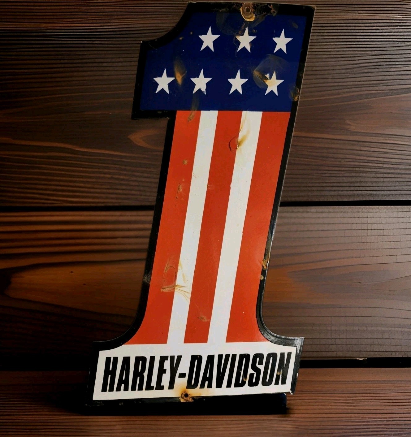Vintage Harley Davidson Motorcycles Porcelain Sign 30" x 17 1/2" USA 1 Gas Oil