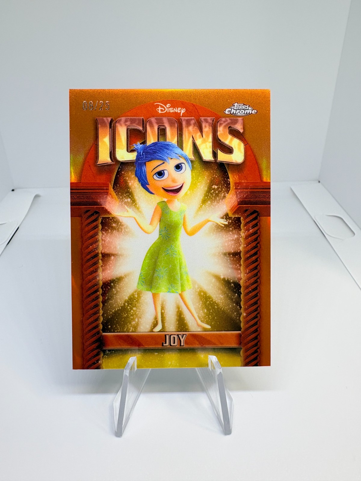 2025 Topps Chrome Disney Joy Icons Orange Refractor 8/25 Inside Out Pixar