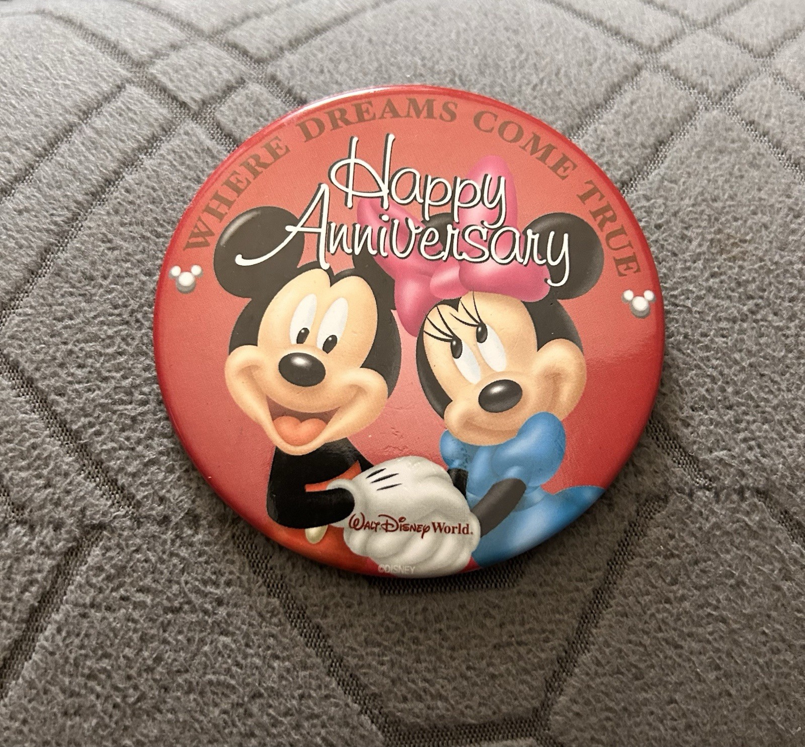 Vintage Walt Disney World Happy Anniversary Button Pin 3" Parks Collectible Vintage Walt Disney World Happy Anniversary Button Pin 3" Parks Collectible