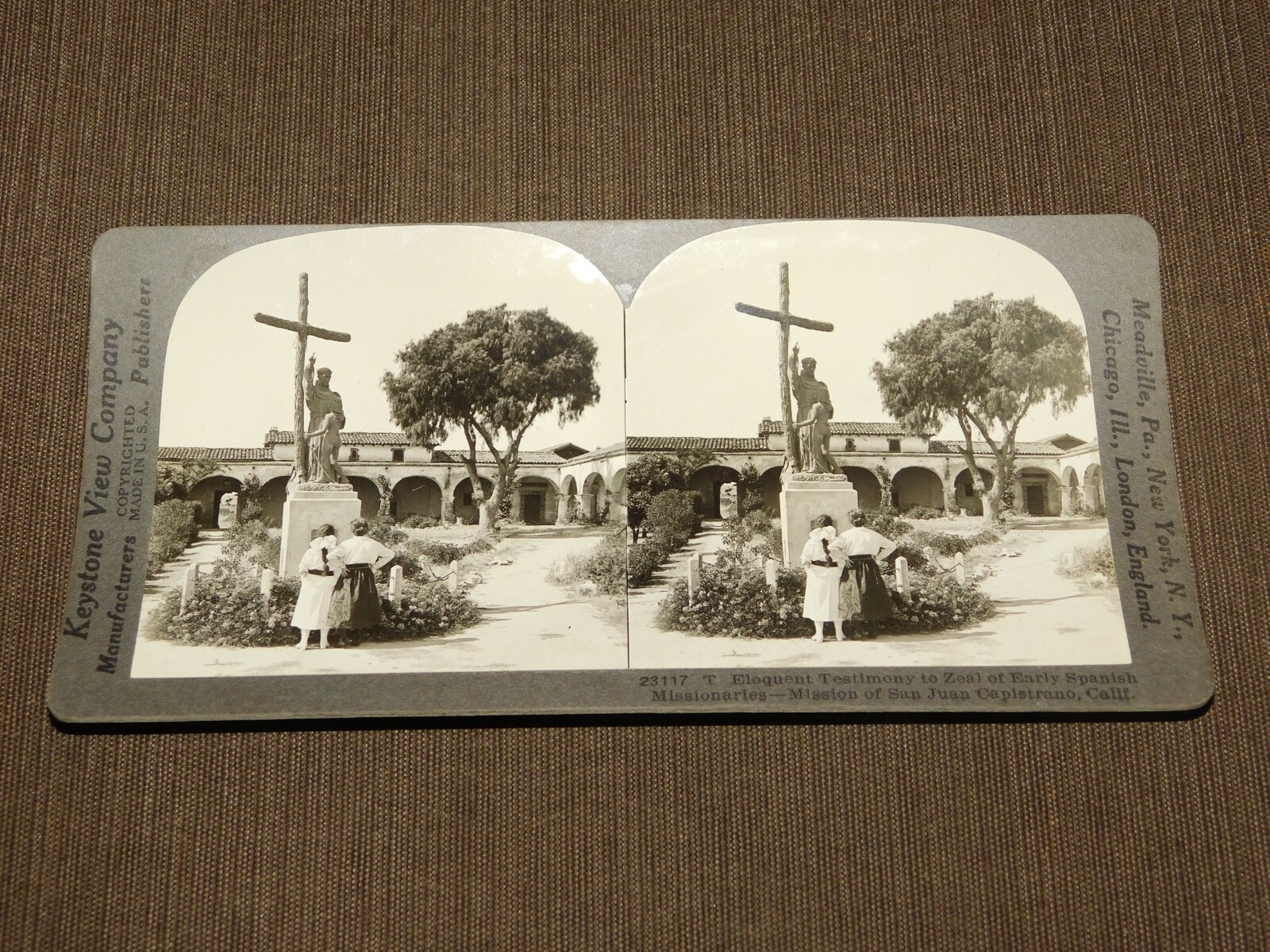 VINTAGE STEREOVIEW STEREOSCOPE CARD MISSION OF SAN JUAN CAPISTRANO CALIFORNIA