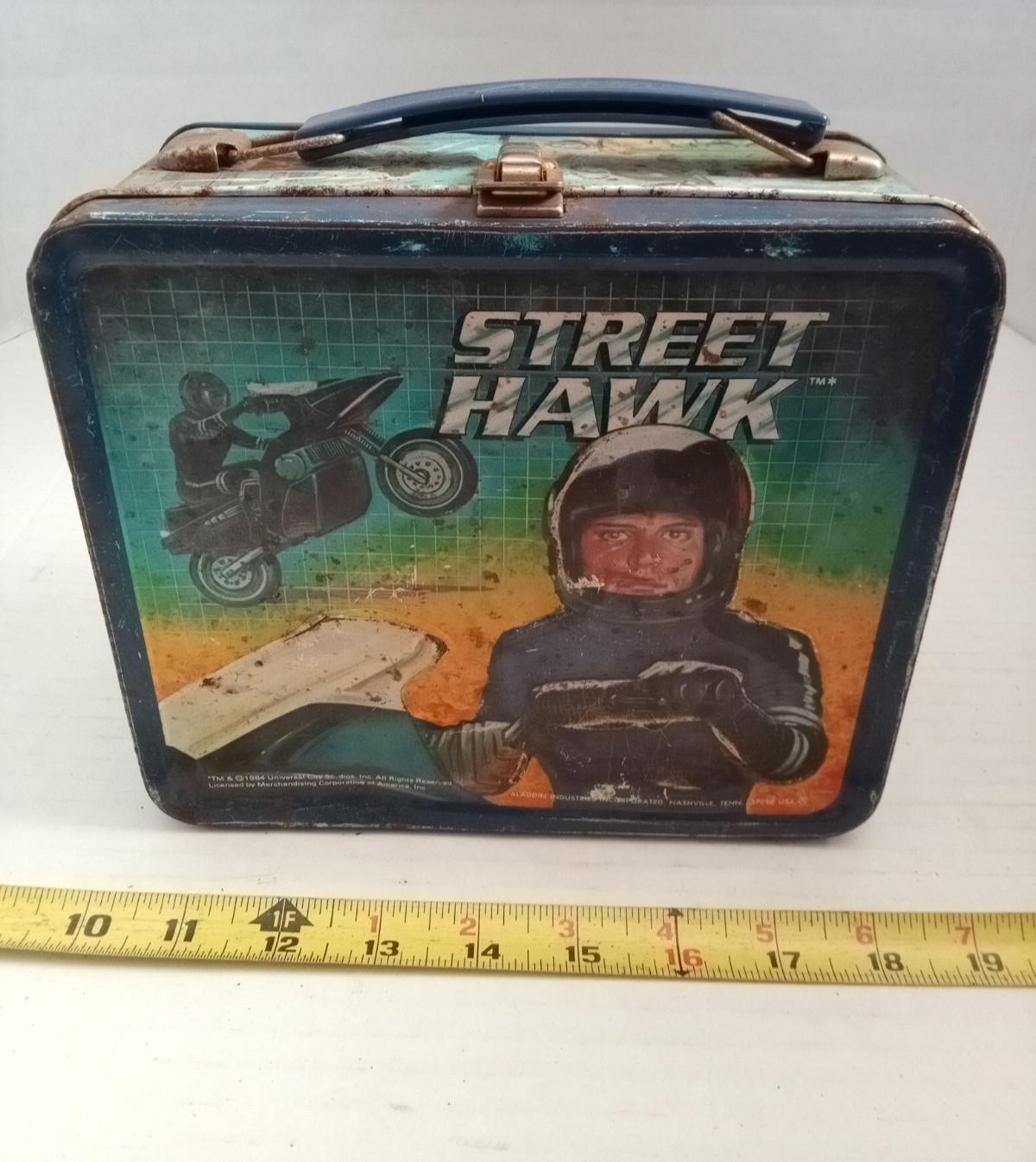 vintage 1984 Street Hawk Metal Lunchbox, no thermos. brian mackert, rough shape. vintage 1984 Street Hawk Metal Lunchbox, no thermos. brian mackert, rough shape.