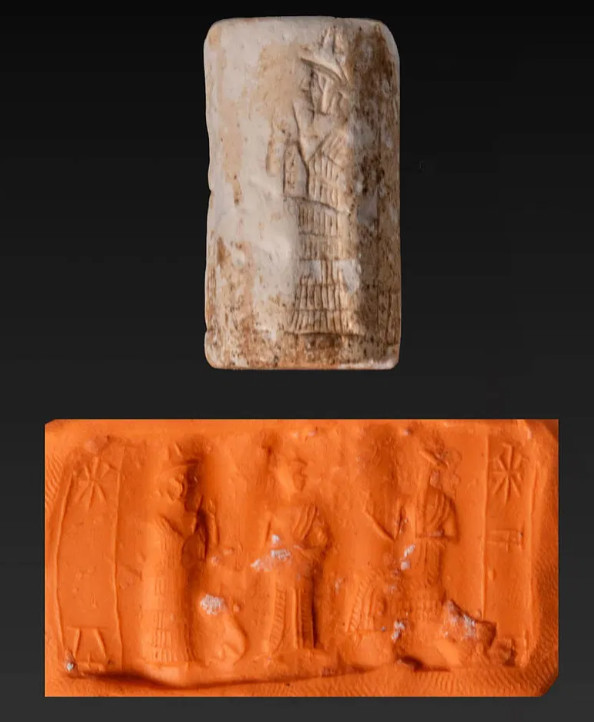 Authentic Old Babylonian Cylinder Seal - Ancient Mesopotamian Artifact Authentic Old Babylonian Cylinder Seal - Ancient Mesopotamian Artifact