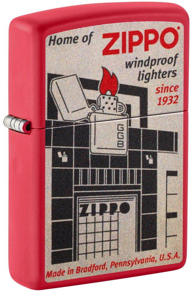 Zippo Blueprint Design Red Matte Windproof Pocket Lighter, 233-121019 Zippo Blueprint Design Red Matte Windproof Pocket Lighter, 233-121019