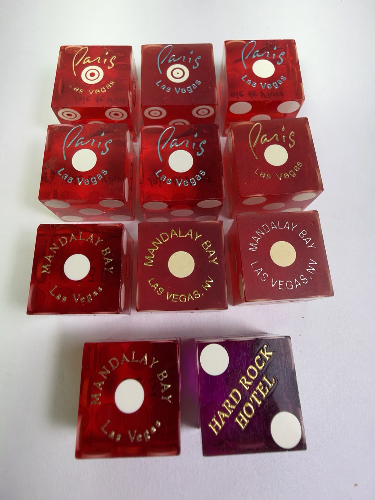 Vintage Red Casino Dice Las Vegas Paris Mandalay Bay Hard Rock Hotels Lot of 11 Vintage Red Casino Dice Las Vegas Paris Mandalay Bay Hard Rock Hotels Lot of 11