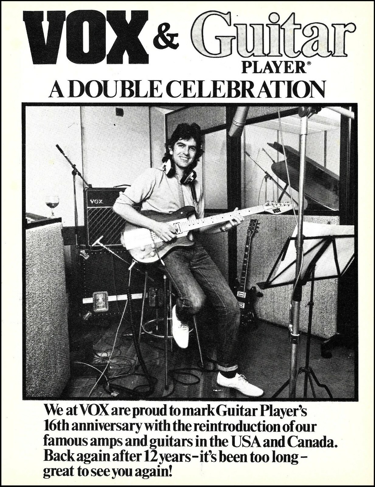 1982 Vox guitar & amp vintage b/w advertisement 8 x 11 original ad print