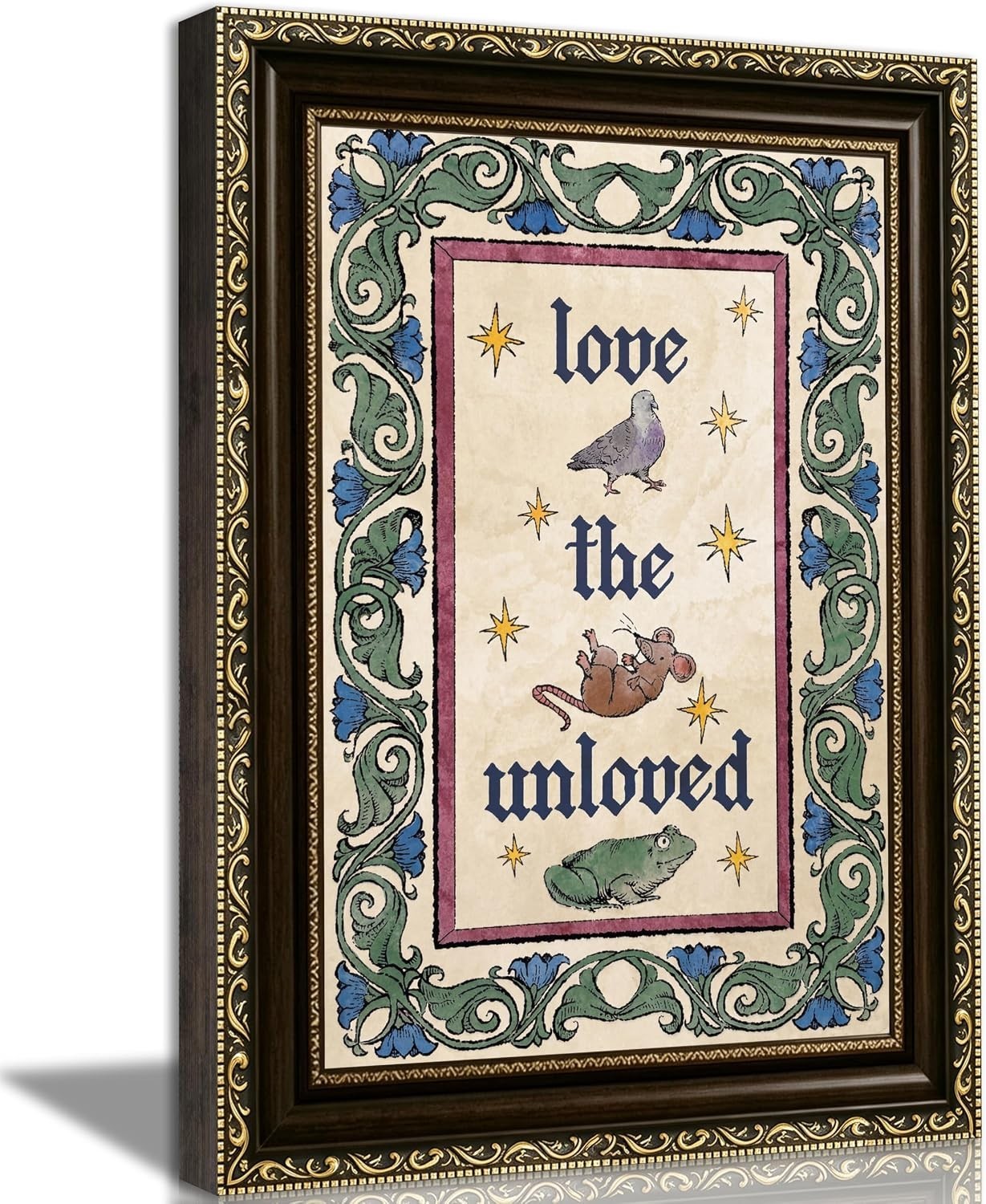 Vintage Gold Framed Love The Unloved Quote Wall Art Medieval Style 11x9" Vintage Gold Framed Love The Unloved Quote Wall Art Medieval Style 11x9"