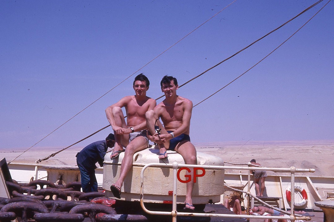 #XX166 -d Old 35mm Slide Photo- Young Shirtless Men on Ship - 1963 #XX166 -d Old 35mm Slide Photo- Young Shirtless Men on Ship - 1963