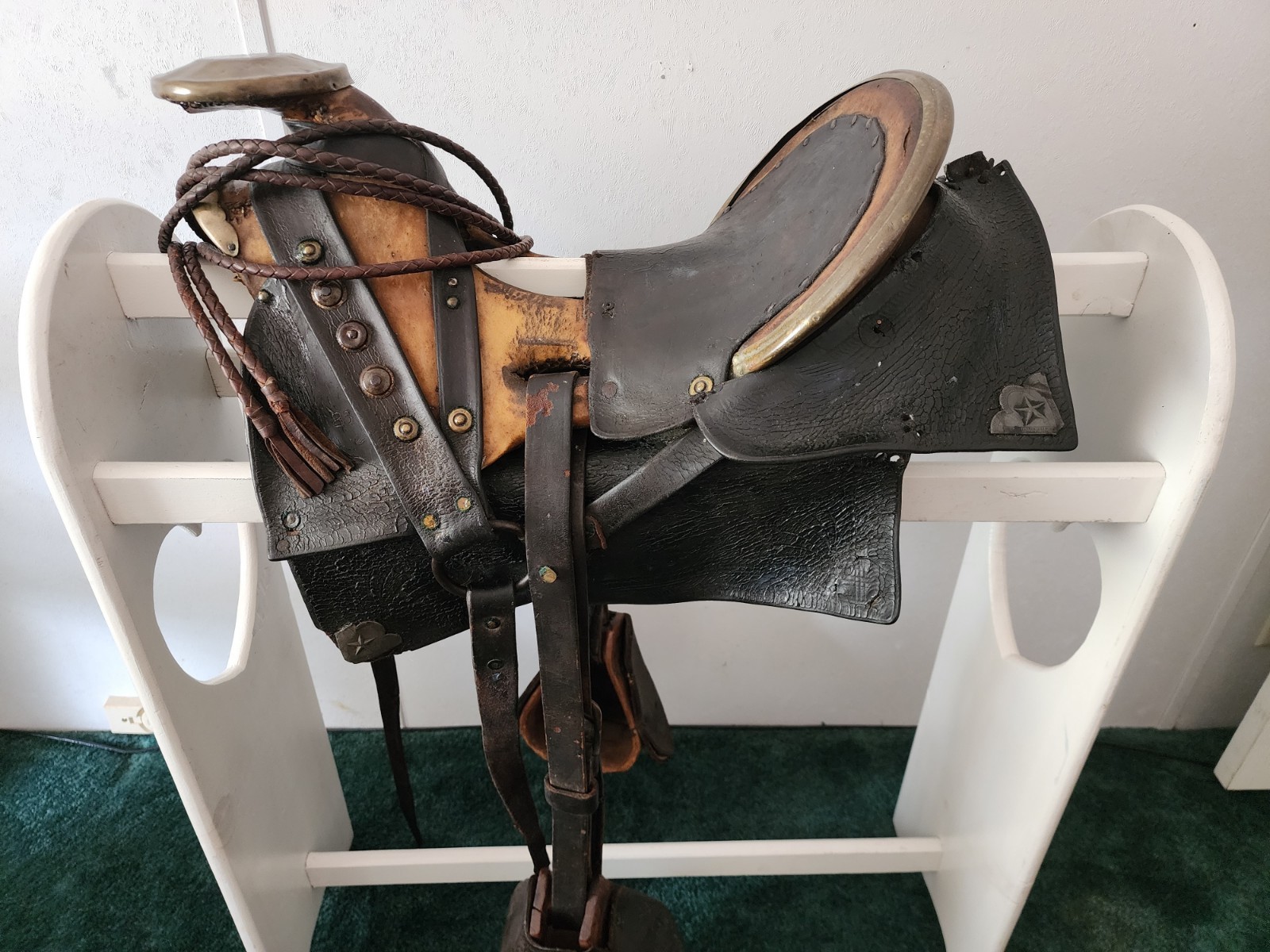 Antique Texas Hope Pattern Saddle c.1870s-1880s Western Americana Star Cowboy Antique Texas Hope Pattern Saddle c.1870s-1880s Western Americana Star Cowboy