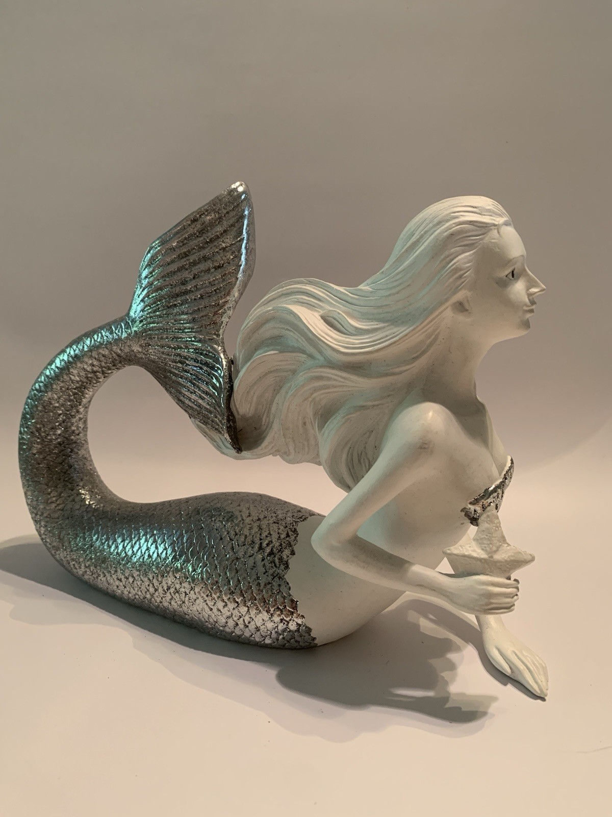 White and Silver Mermaid Figurine White and Silver Mermaid Figurine