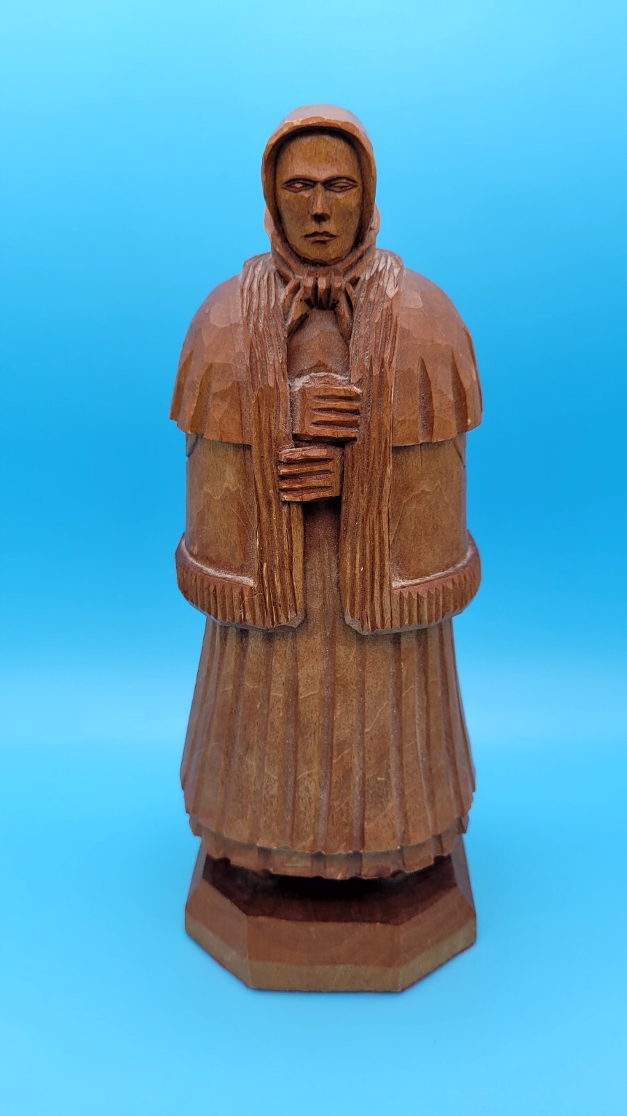 Hard Made Hungary Artist Carved Painted Wooden Old Woman Lady Figurine 9” TALL Hard Made Hungary Artist Carved Painted Wooden Old Woman Lady Figurine 9” TALL