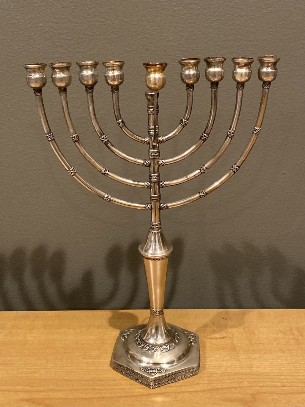 Vintage Sterling Silver Movable Branches Menorah Israel, 186g, 7"x10” Vintage Sterling Silver Movable Branches Menorah Israel, 186g, 7"x10”