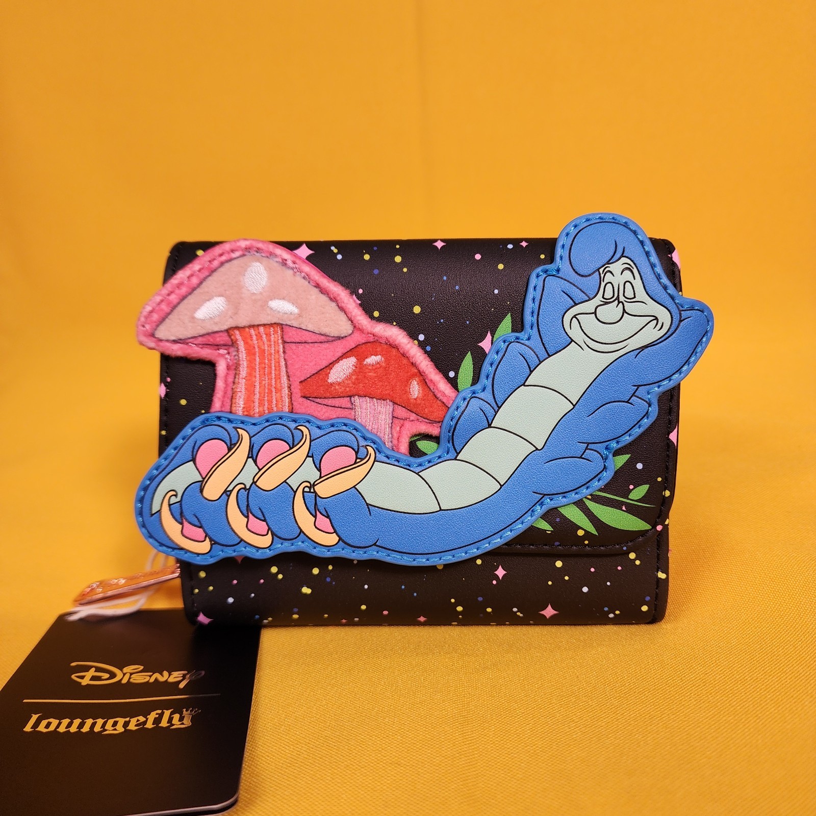 Loungefly Disney Alice in Wonderland Caterpillar Mushroom Fuzzy Flap Wallet NEW Loungefly Disney Alice in Wonderland Caterpillar Mushroom Fuzzy Flap Wallet NEW