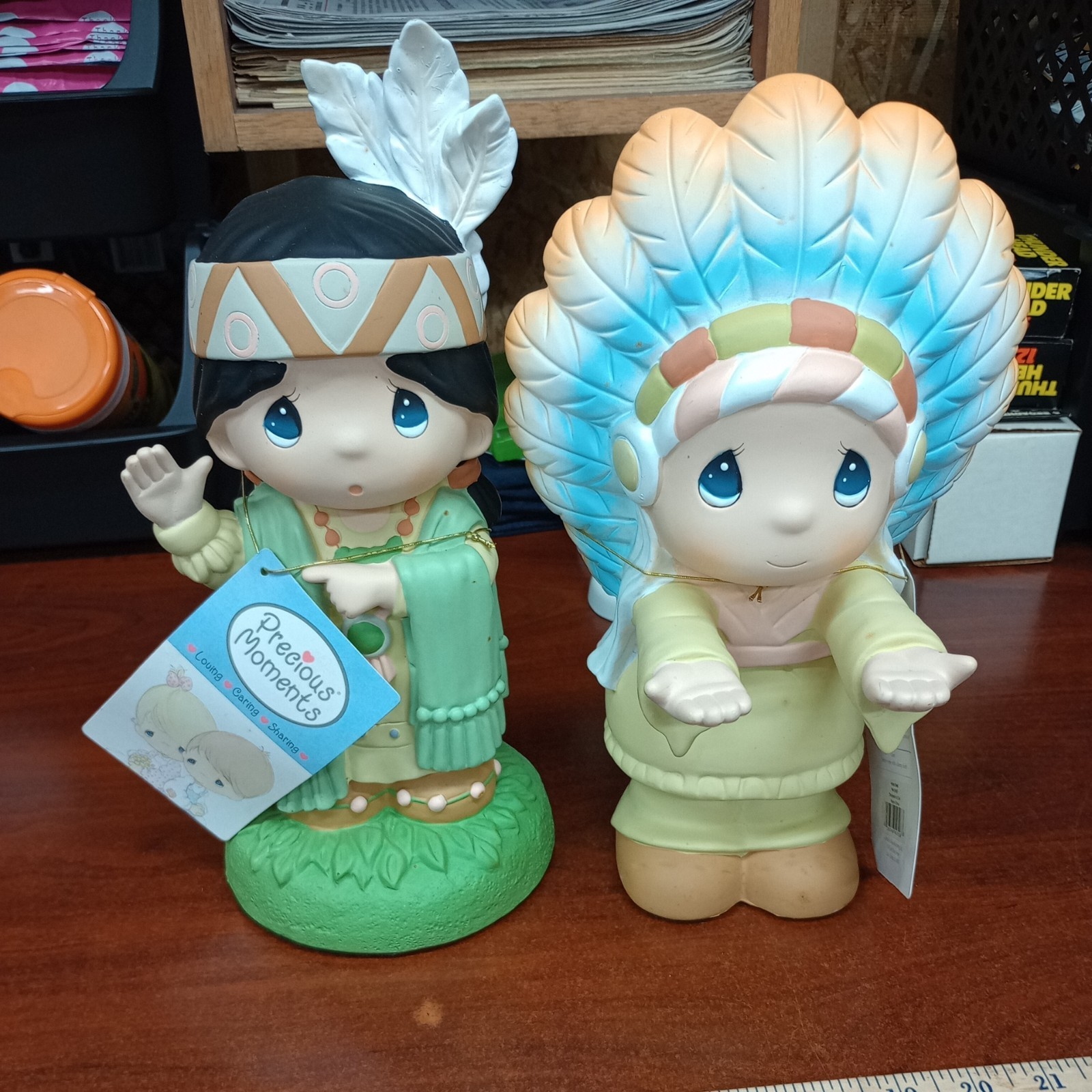 Rare Set Precious Moments 2006 Sam Butcher Native American 12” Thanksgiving EUC
