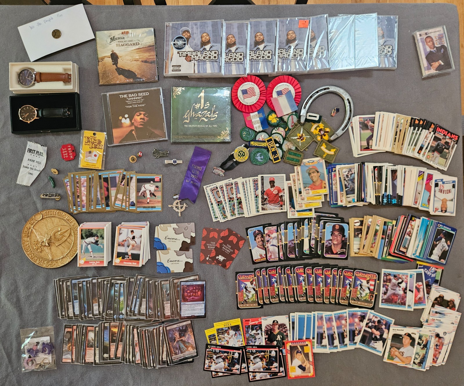 Grandpas Old Junk Drawer Lot of Patches Cards CDs Media Collectibles Watches Etc Grandpas Old Junk Drawer Lot of Patches Cards CDs Media Collectibles Watches Etc