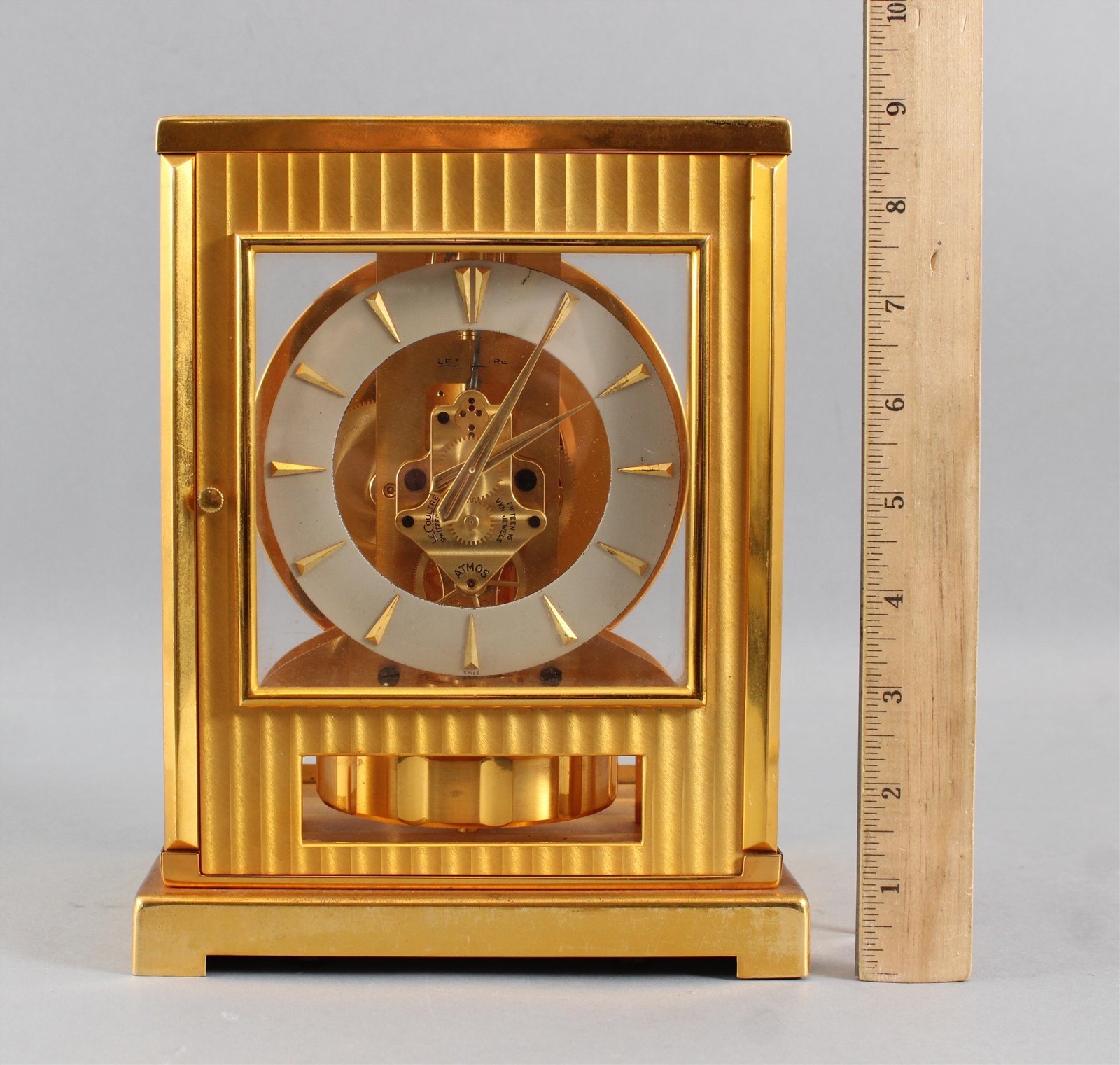 RARE Vintage Modernist Gold Gilt LeCoultre SQUARE Dial Atmos Clock 15 VXN Jewel RARE Vintage Modernist Gold Gilt LeCoultre SQUARE Dial Atmos Clock 15 VXN Jewel