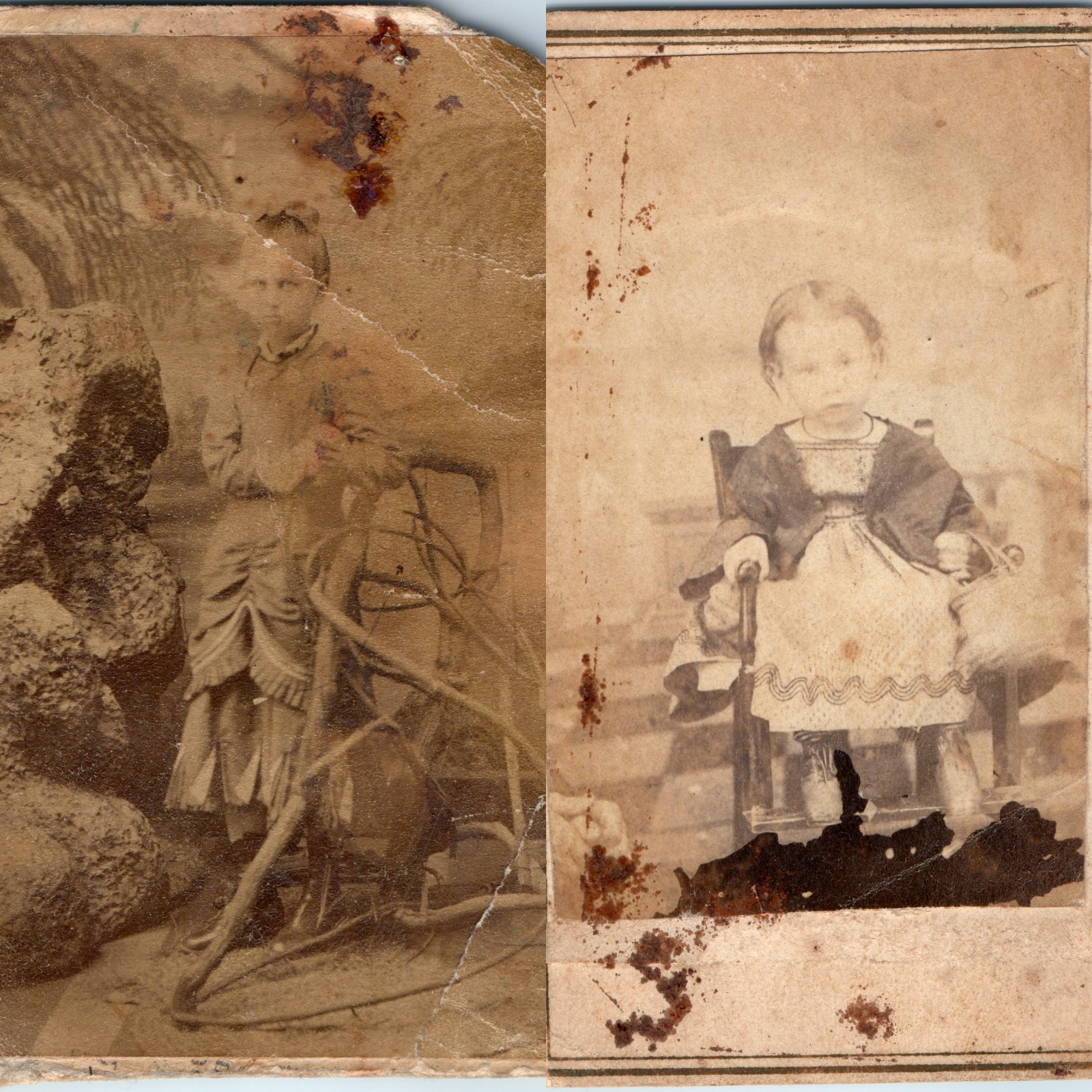 x2 LOT c1860s-70s Maquoketa IA CDV Photos Mrs Harvey Girl Female Photographer x2 LOT c1860s-70s Maquoketa IA CDV Photos Mrs Harvey Girl Female Photographer