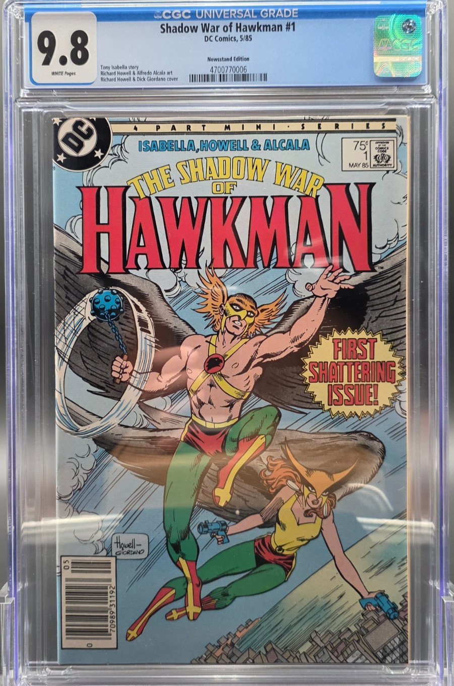 🔥DC COMICS VINTAGE RARE🔥SHADOW WAR OF HAWKMAN 1 CGC 9.8 NEWSSTAND WHITE PAGES
