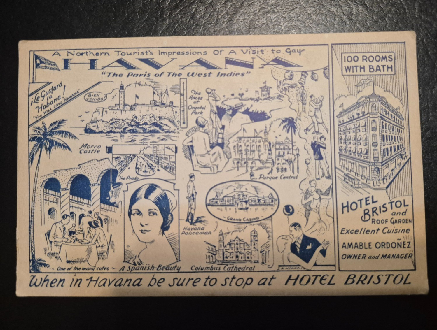 Vintage Hotel Bristol Havana Cuba Postcard Vintage Hotel Bristol Havana Cuba Postcard