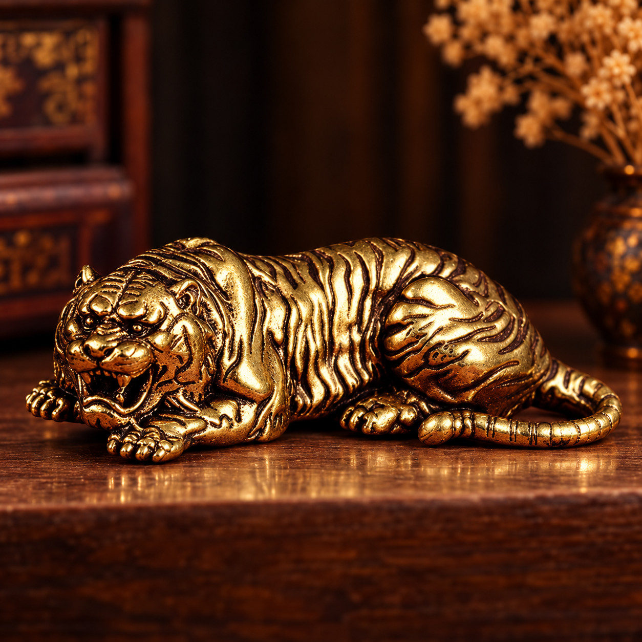Mini Vintage Brass Retro Tiger Statue Ornament Animal Collectible Tiger GIFT Mini Vintage Brass Retro Tiger Statue Ornament Animal Collectible Tiger GIFT