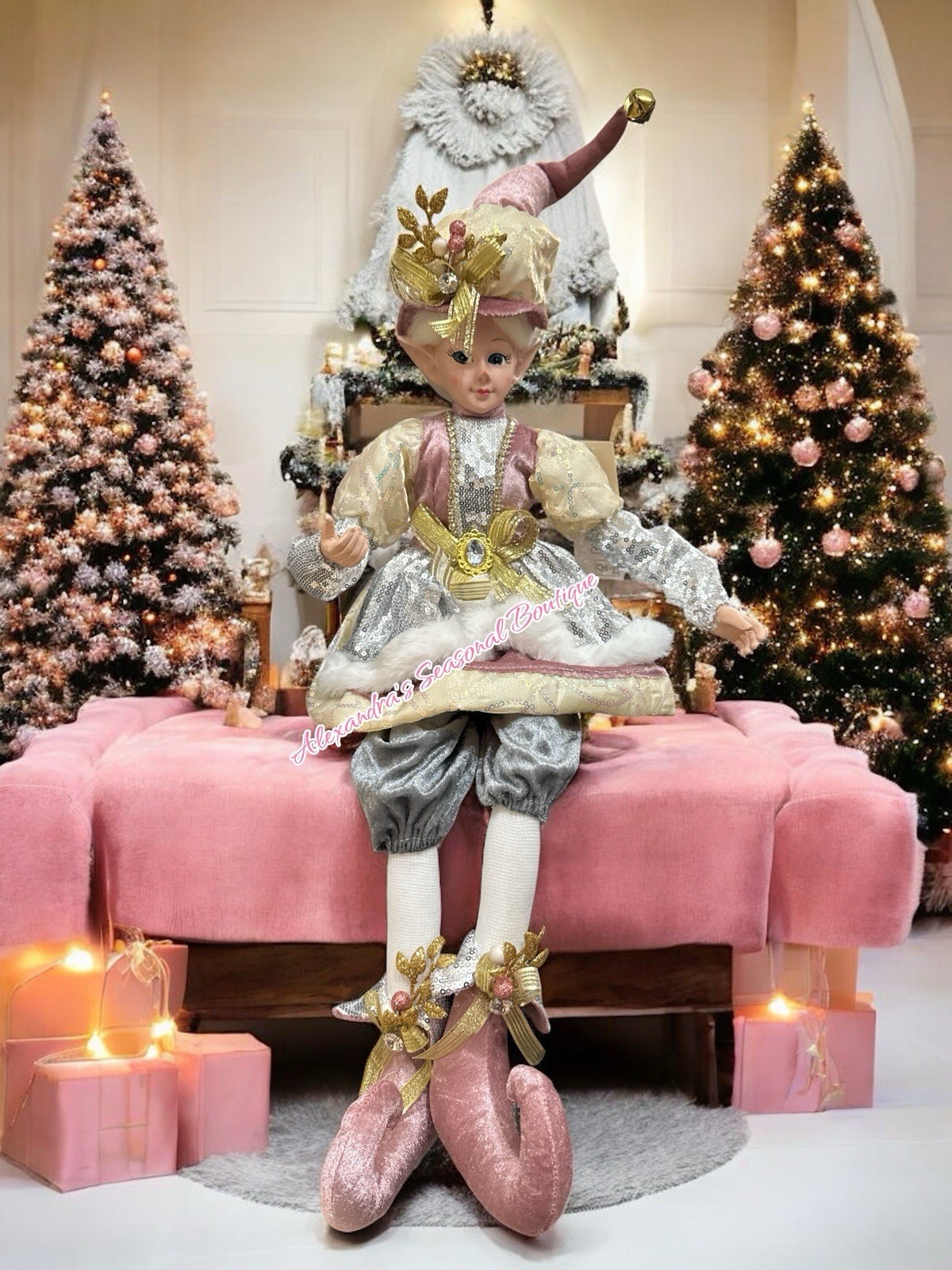 31" Christmas Pink Elf Fairy Posable Shelf Sitter Doll Winter Home Decor New 31" Christmas Pink Elf Fairy Posable Shelf Sitter Doll Winter Home Decor New