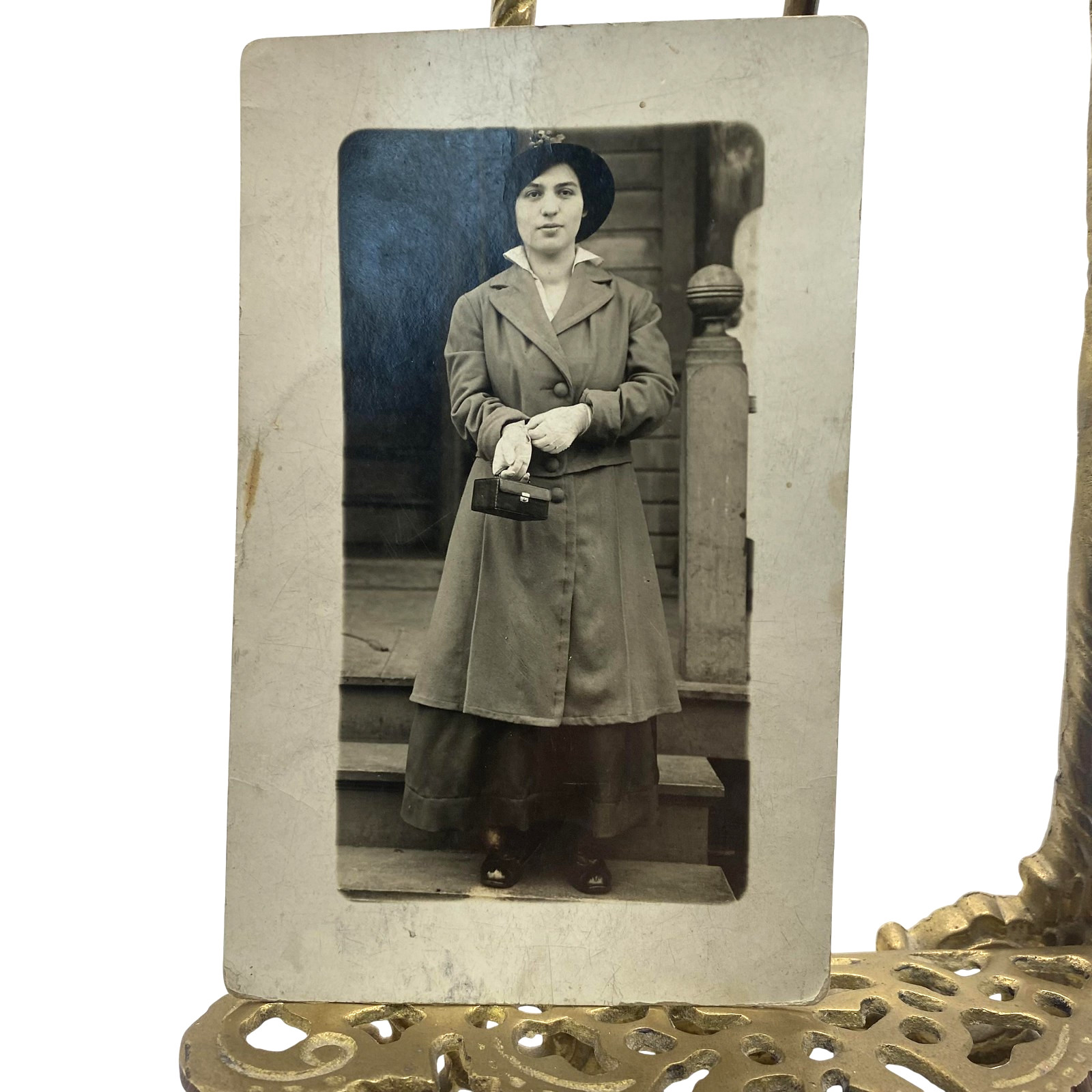 Vintage C1910s Woman Coat Hat RPPC Real Photo Postcard AZO 3.5x5.5 Unposted Vintage C1910s Woman Coat Hat RPPC Real Photo Postcard AZO 3.5x5.5 Unposted