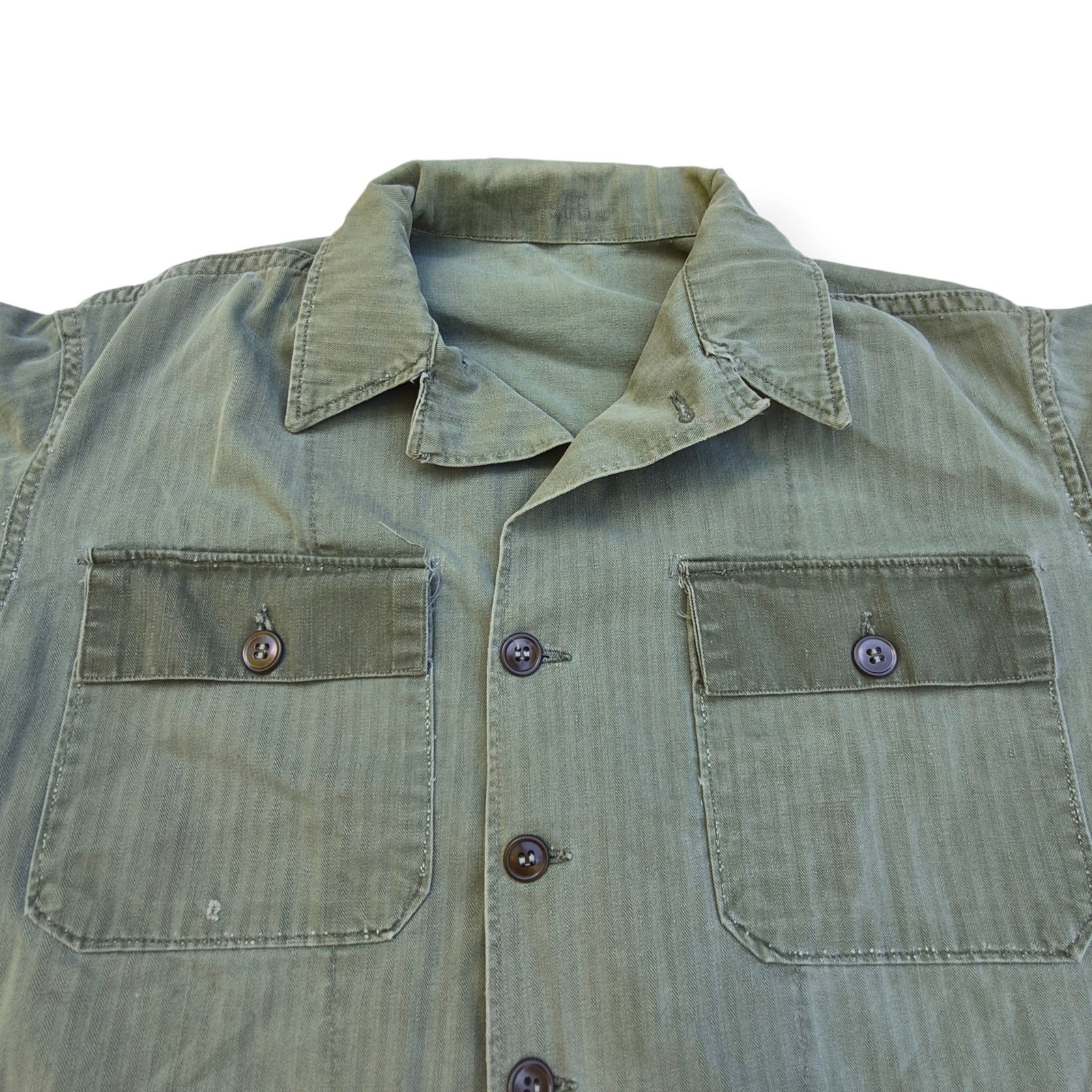 Vintage 1940s WWII US Military M43 HBT Herringbone Twill Utility Jacket Shirt Vintage 1940s WWII US Military M43 HBT Herringbone Twill Utility Jacket Shirt