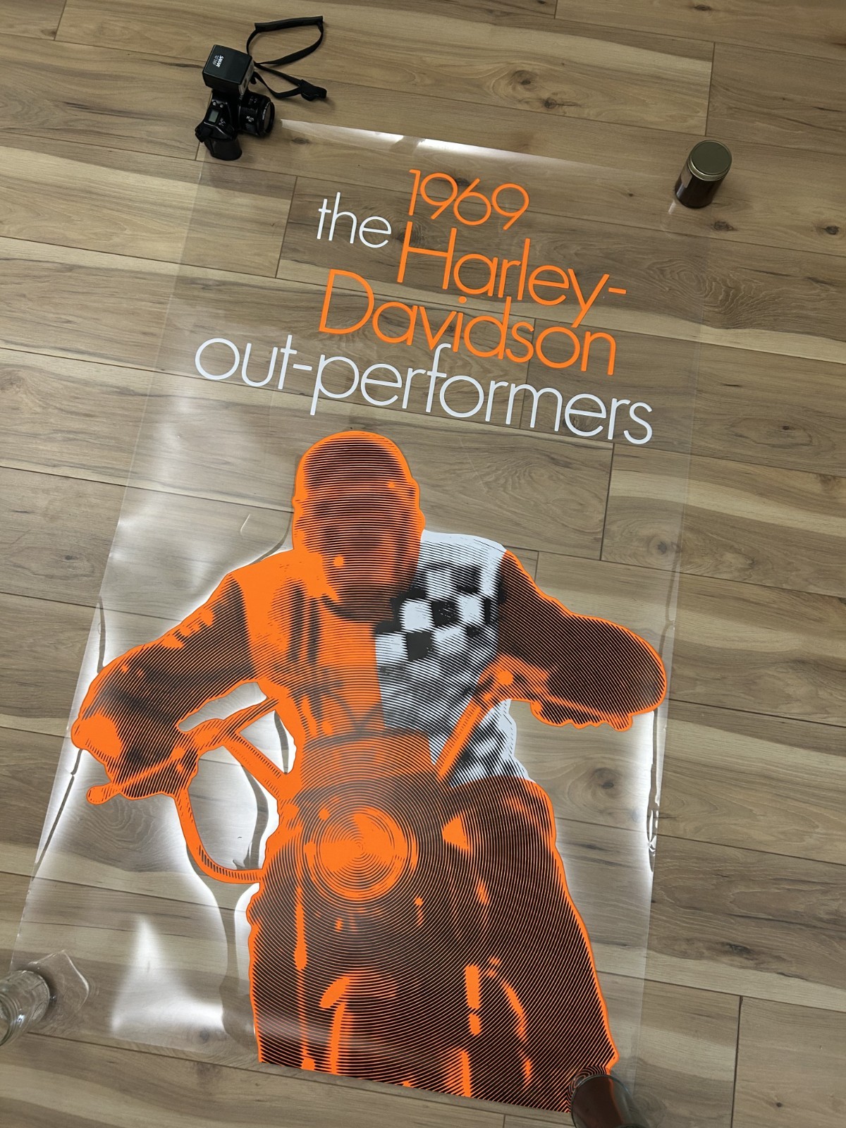 Vintage 1969 Harley Davidson Window Advertisement with Typed Corporate Letter